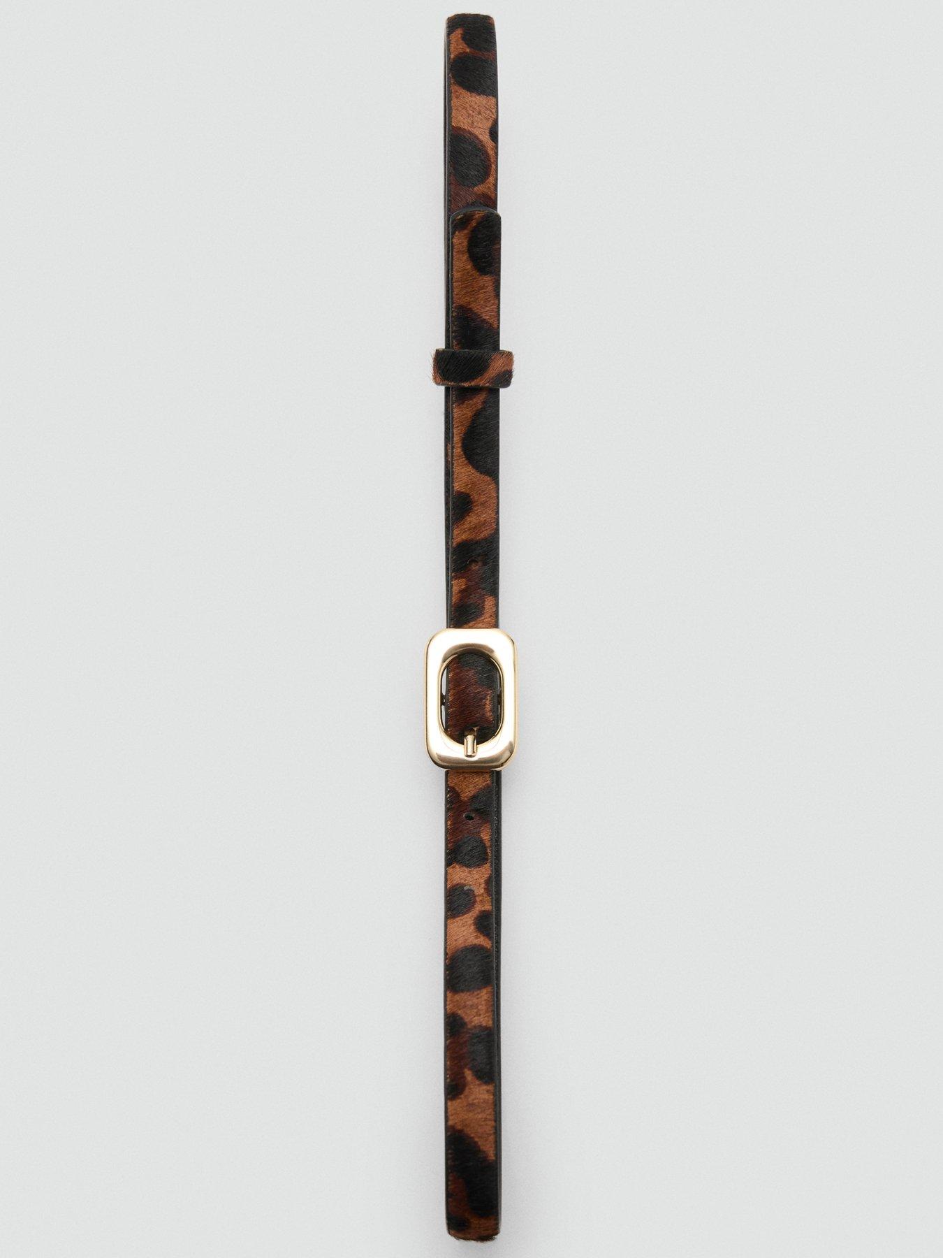 Image 4 of 5 of Mango Leopard-print Leather Belt - Brown