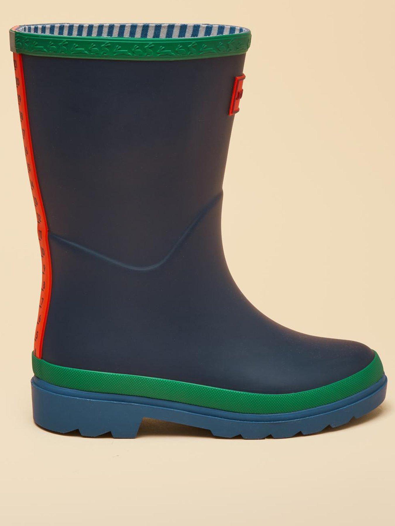 Joules Boys Colourblock Wellies, Blue, Size 9 Younger