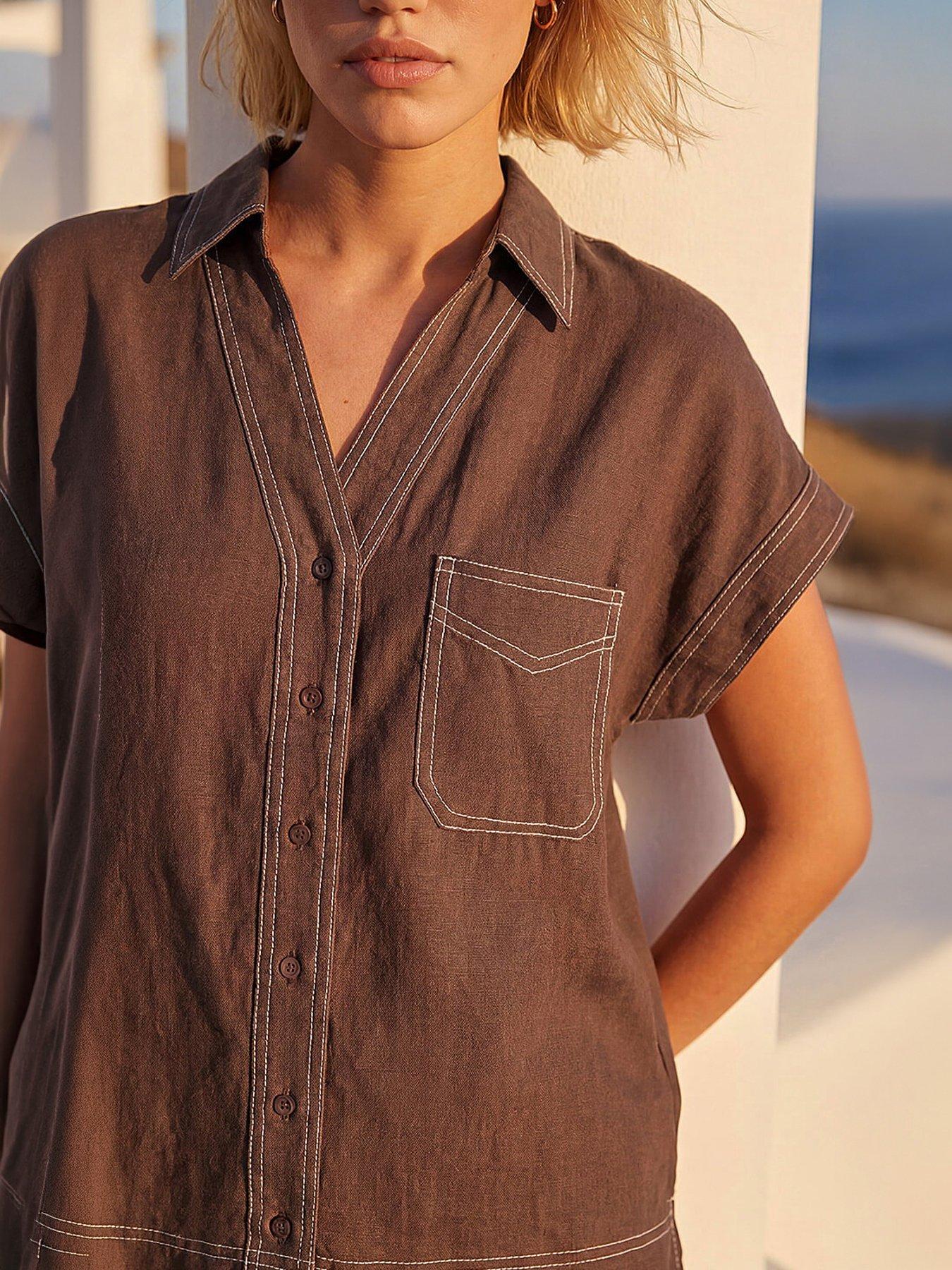Image 4 of 4 of Roman Stitch Detail Shirt