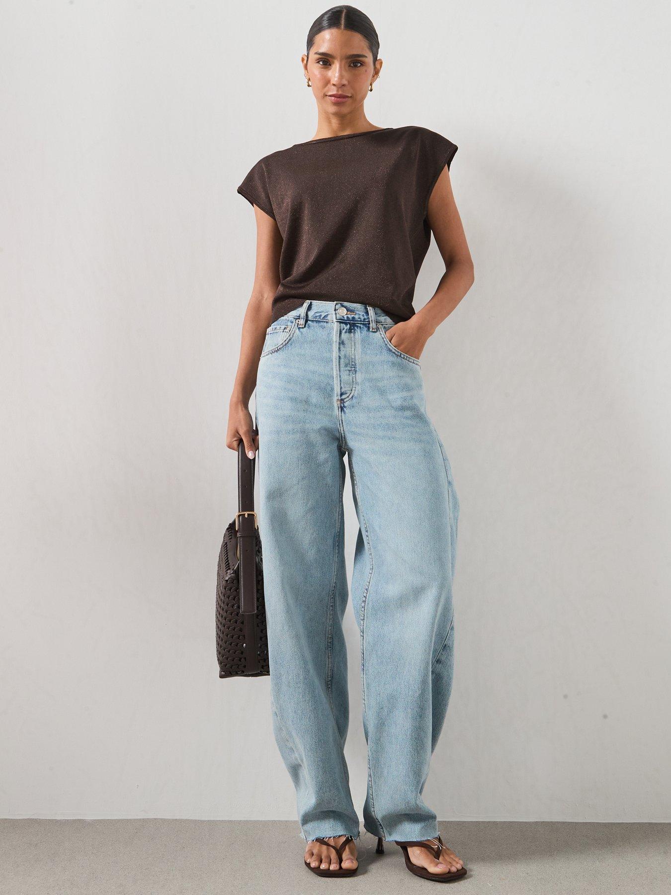 Image 3 of 6 of Mango Boat Neck Knitted Top - Brown