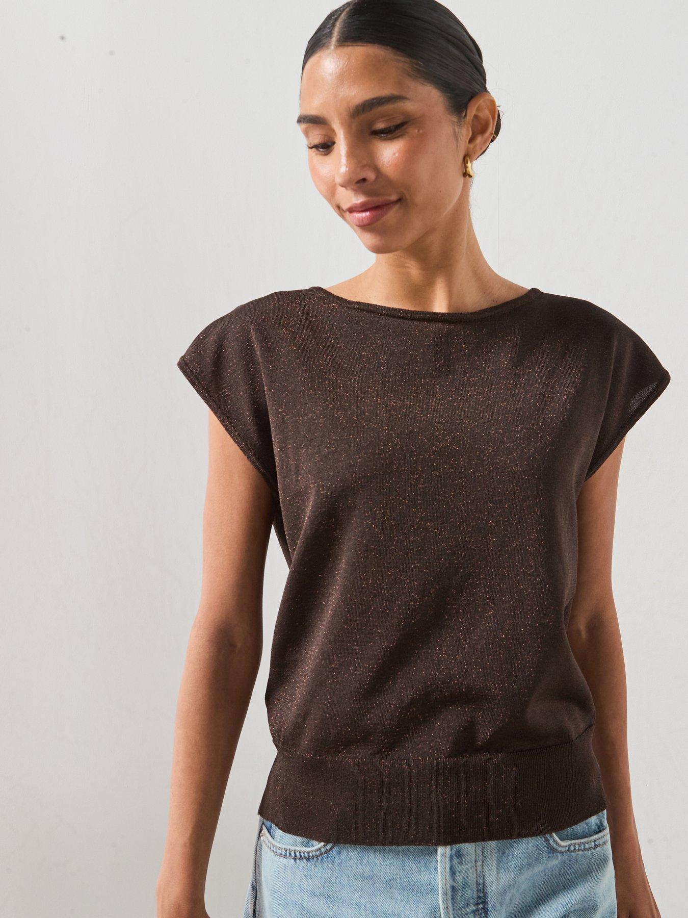 Image 5 of 6 of Mango Boat Neck Knitted Top - Brown