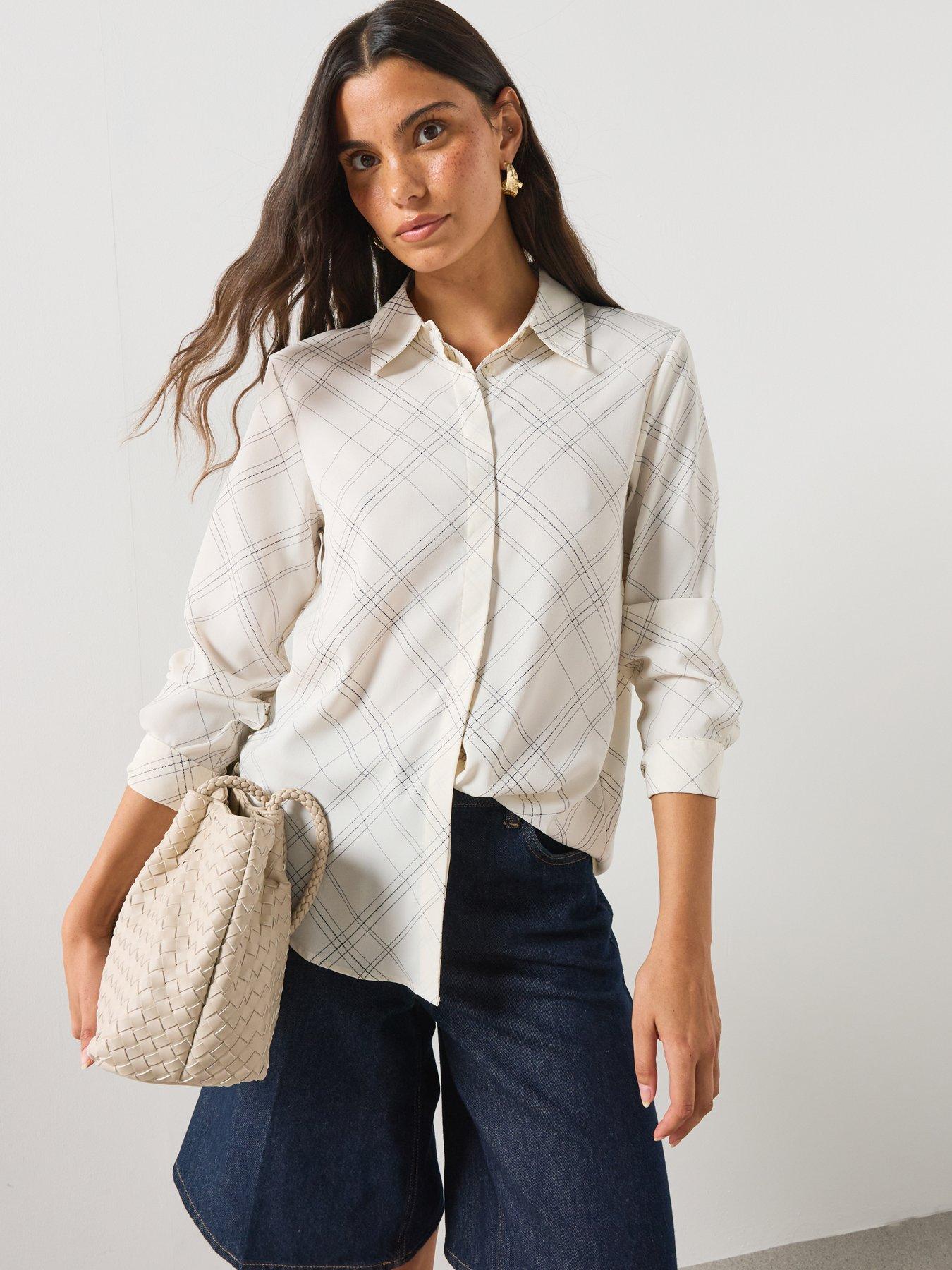 Image 4 of 6 of Mango Printed Straight Shirt - Cream