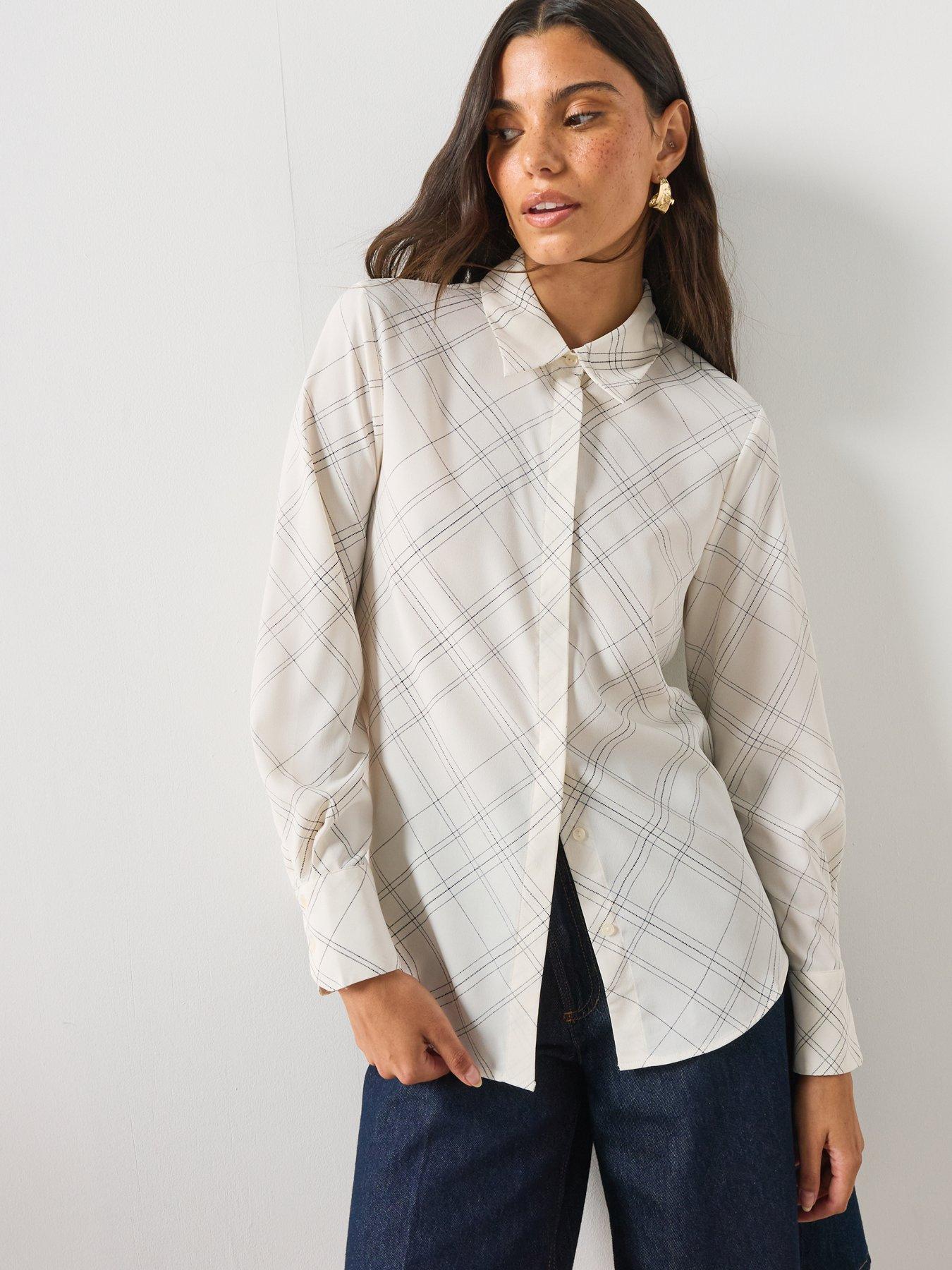 Image 5 of 6 of Mango Printed Straight Shirt - Cream