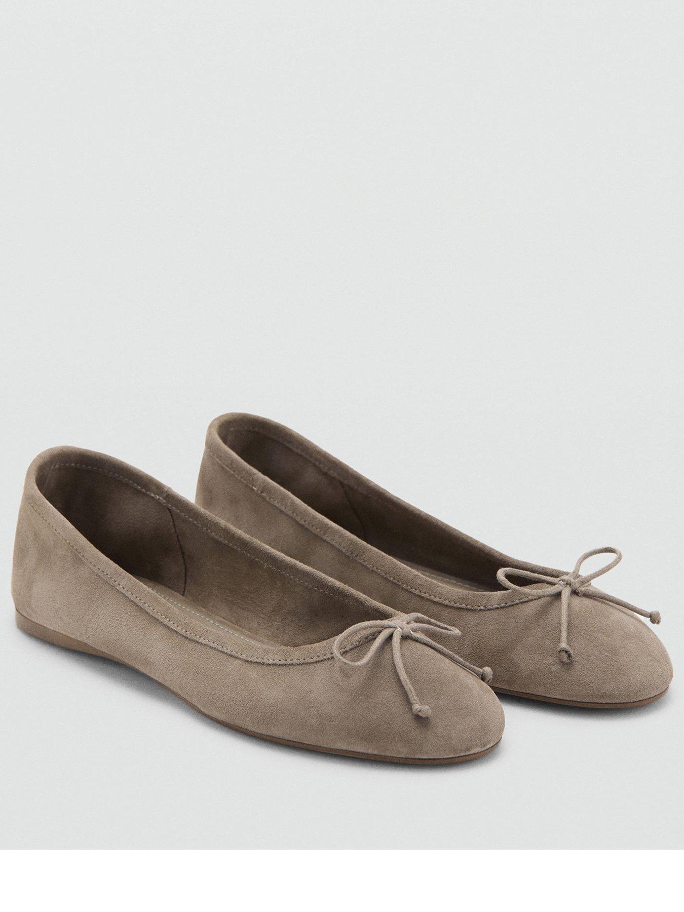 Image 1 of 3 of Mango Leather Ballet Flats With Bow