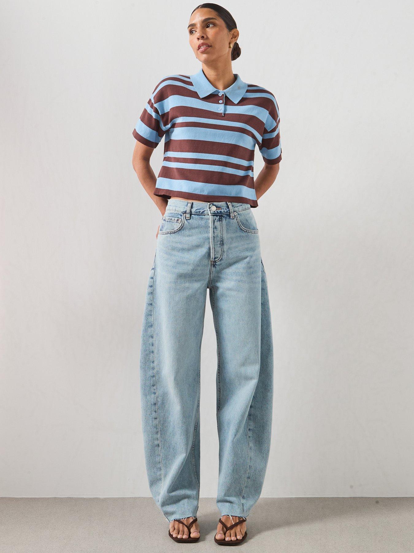 Image 1 of 6 of Mango Mid Rise Balloon Jeans - Blue