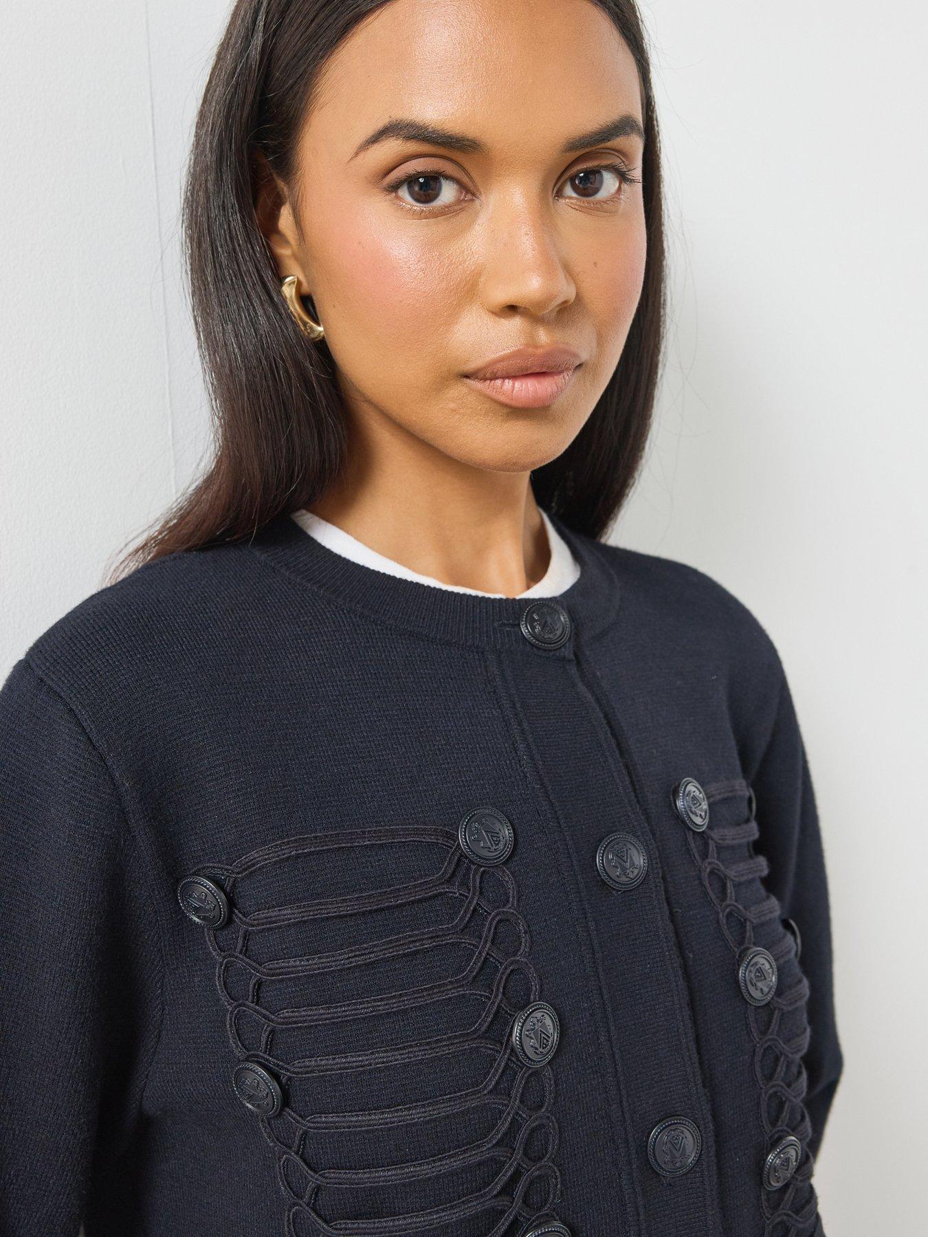 Image 4 of 6 of Mango Toggle Detail Knitted Jacket - Blue