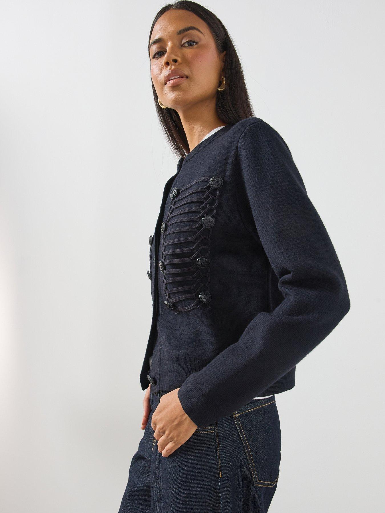 Image 5 of 6 of Mango Toggle Detail Knitted Jacket - Blue