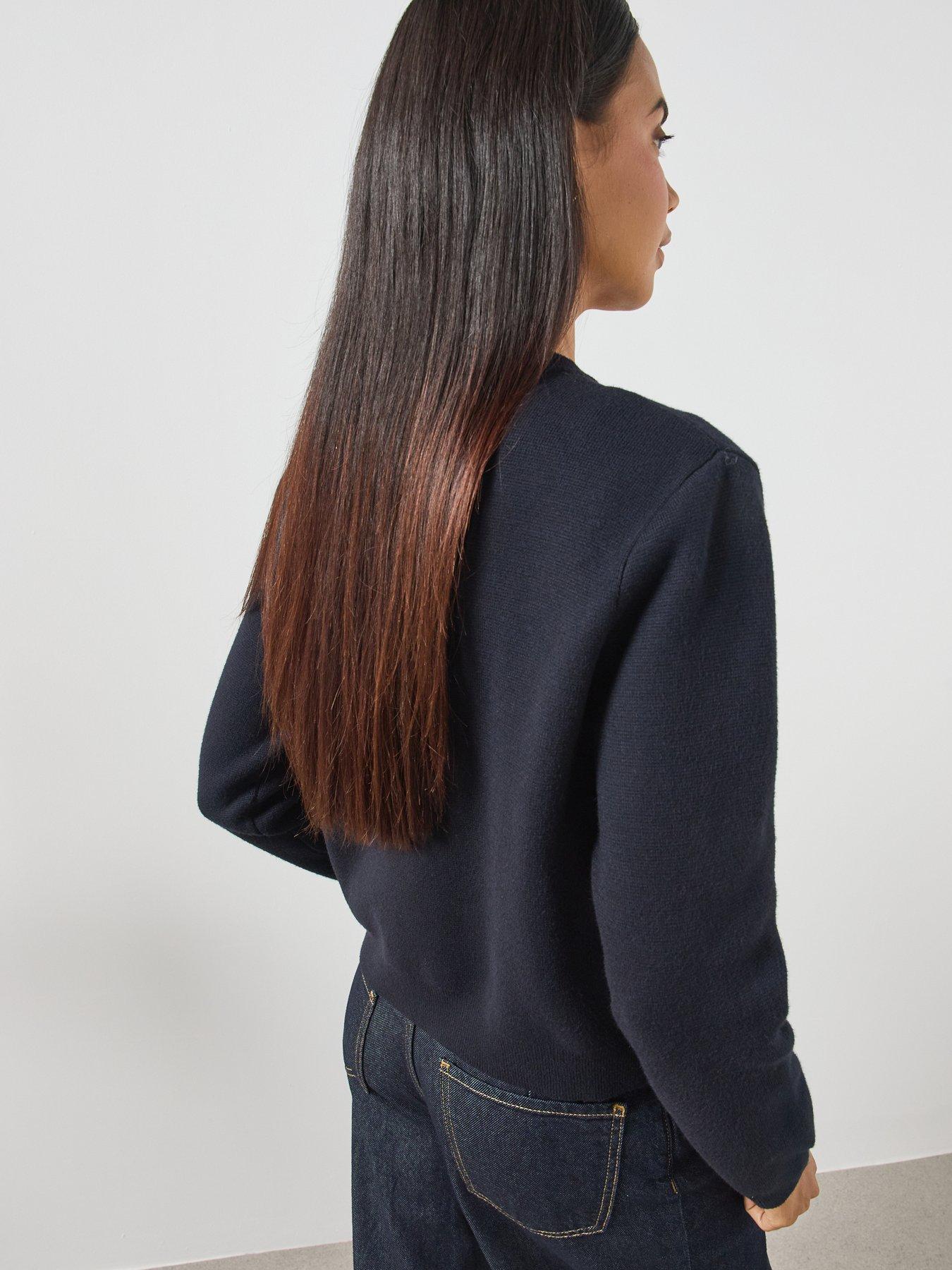 Image 6 of 6 of Mango Toggle Detail Knitted Jacket - Blue