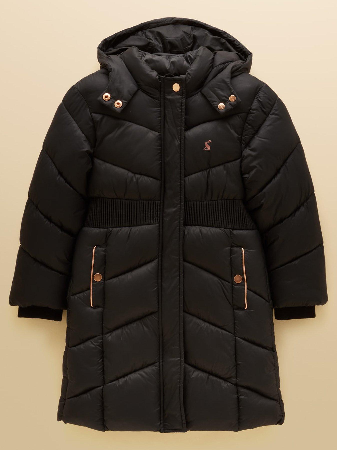 Joules Girls Chloe Longline Padded Coat - Black