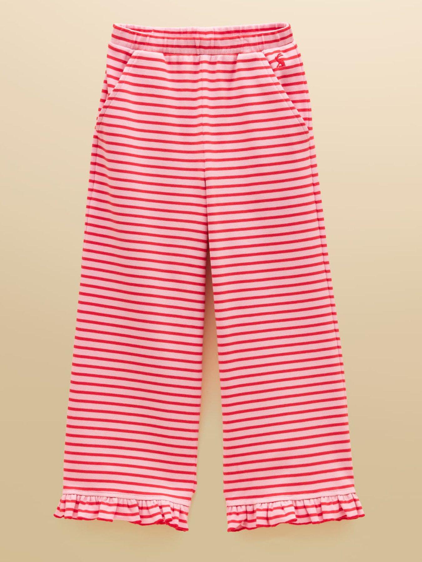 Joules Girls' Sophie Red & Pink Rib Frill Trousers - Image 2