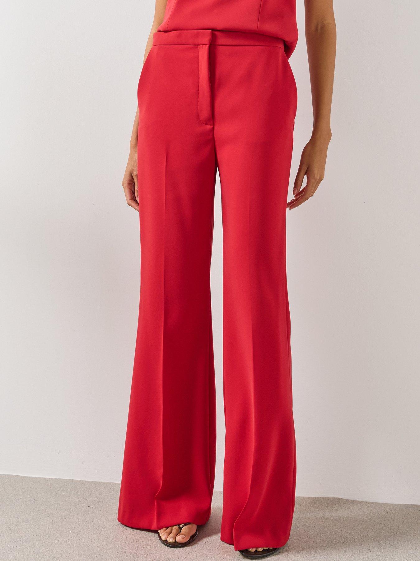 Image 1 of 6 of Mango High Waist Suits Co-Ord Trousers - Red