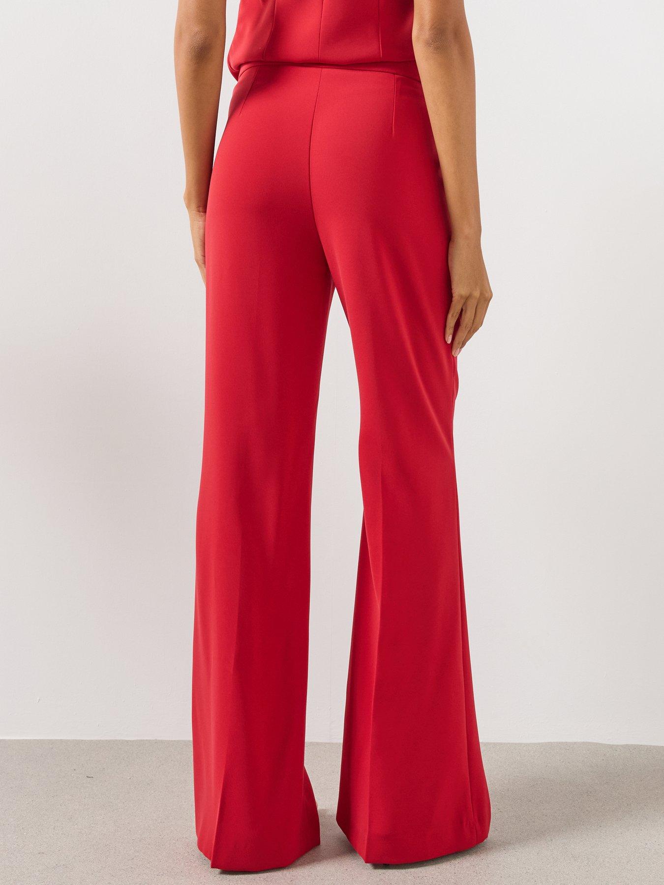 Image 2 of 6 of Mango High Waist Suits Co-Ord Trousers - Red