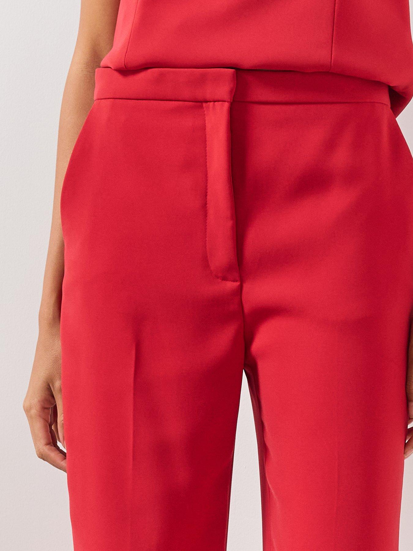 Image 4 of 6 of Mango High Waist Suits Co-Ord Trousers - Red