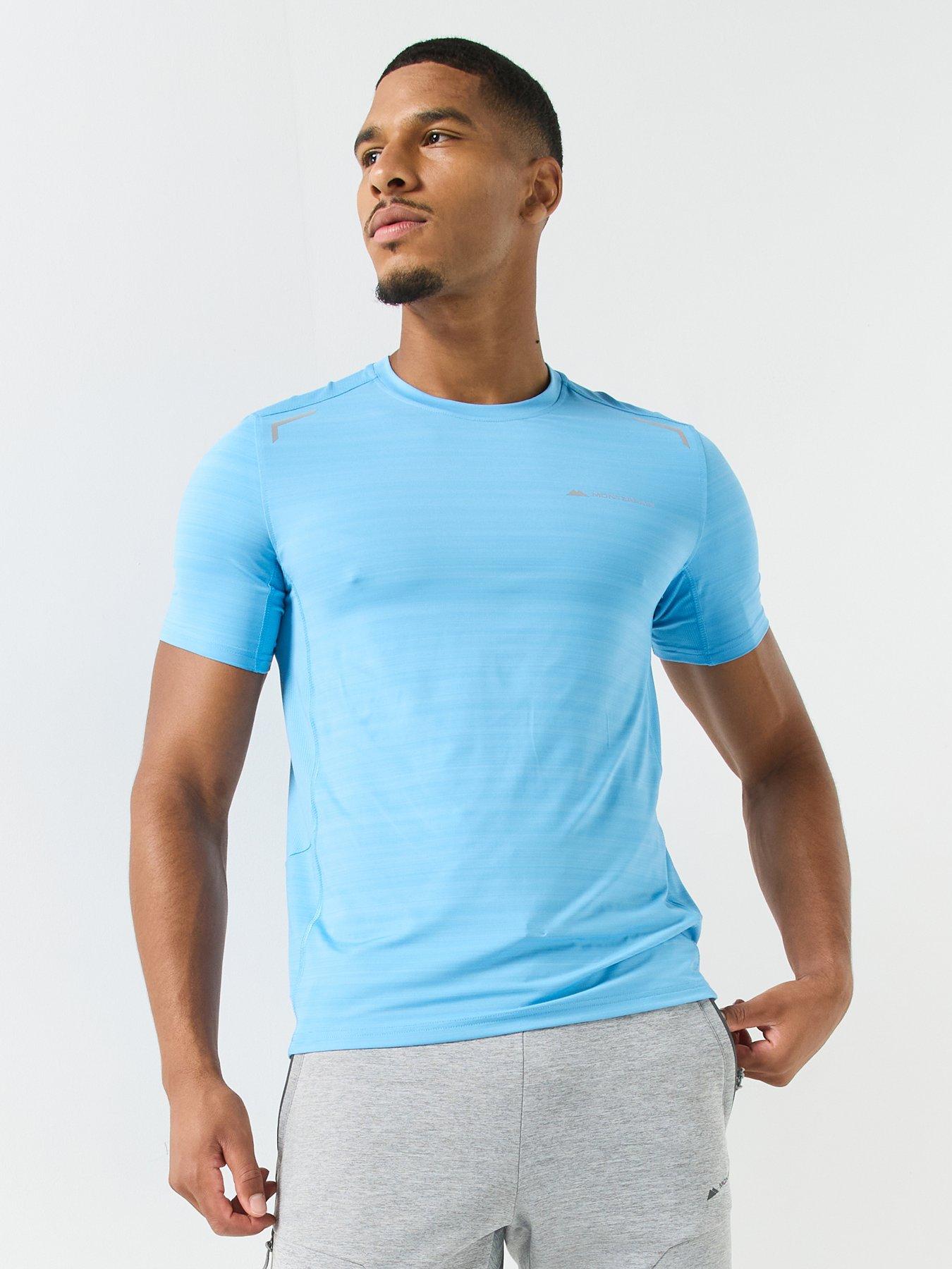 Monterrain Mens Space Dye Stretch Reflective Detail T-Shirt, Blue, Size L, Men