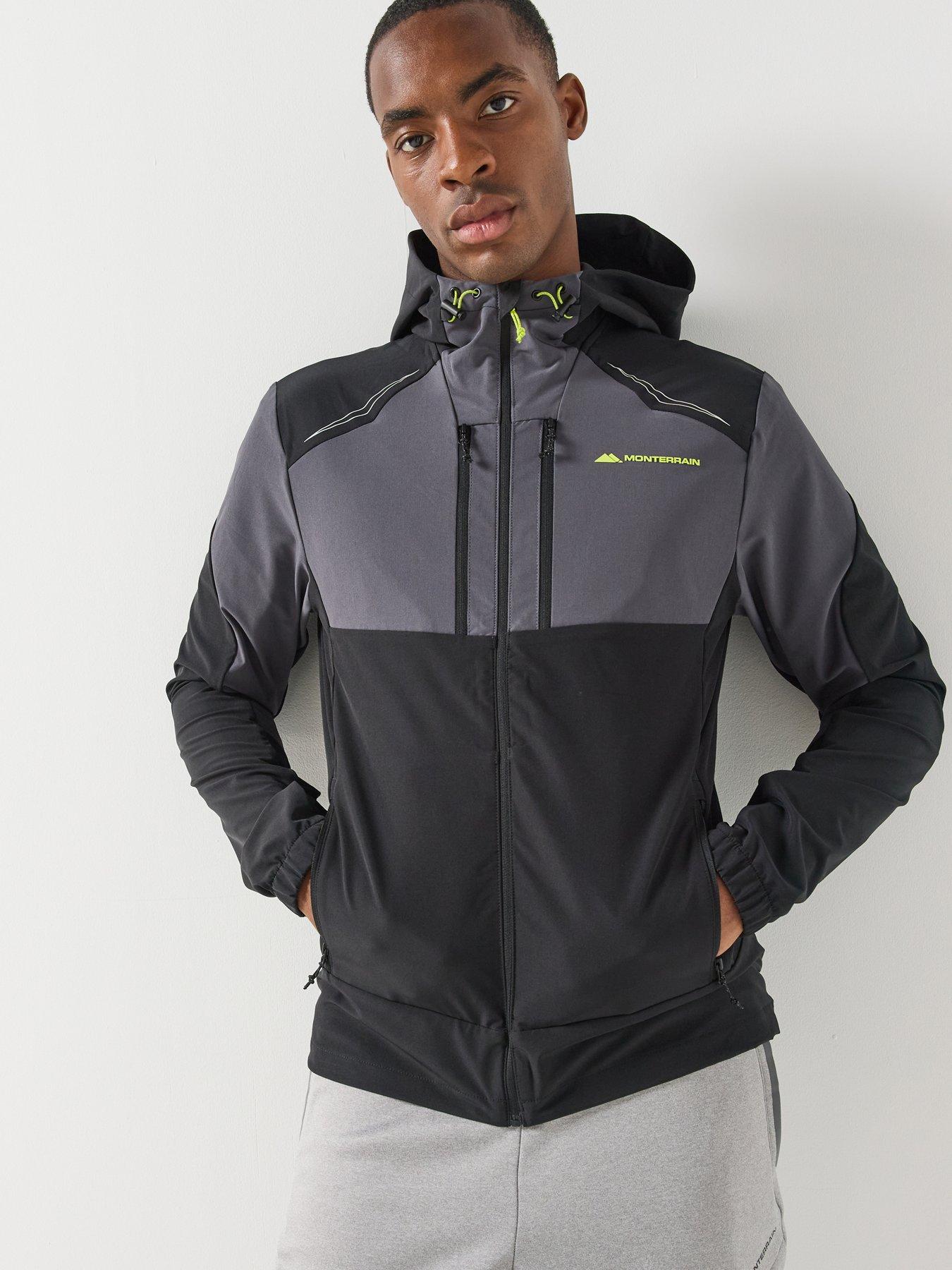 Monterrain Mens Stretch Woven Full-Zip Pocket Running Hoodie, Black, Size Xl, Men