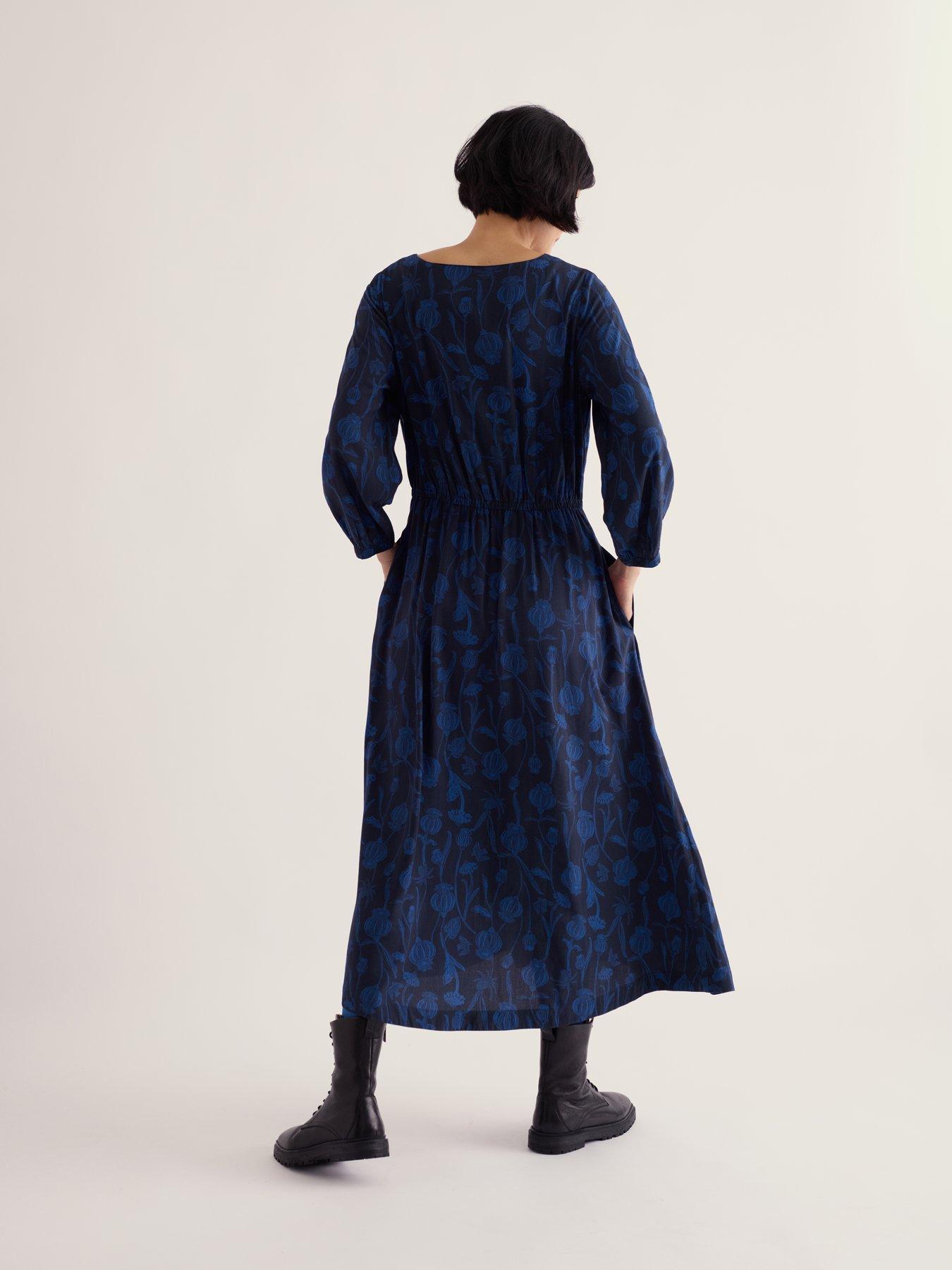 Image 2 of 5 of Seasalt Cornwall Tilly 3/4 Blouson Sleeve Midi Dress - Blue