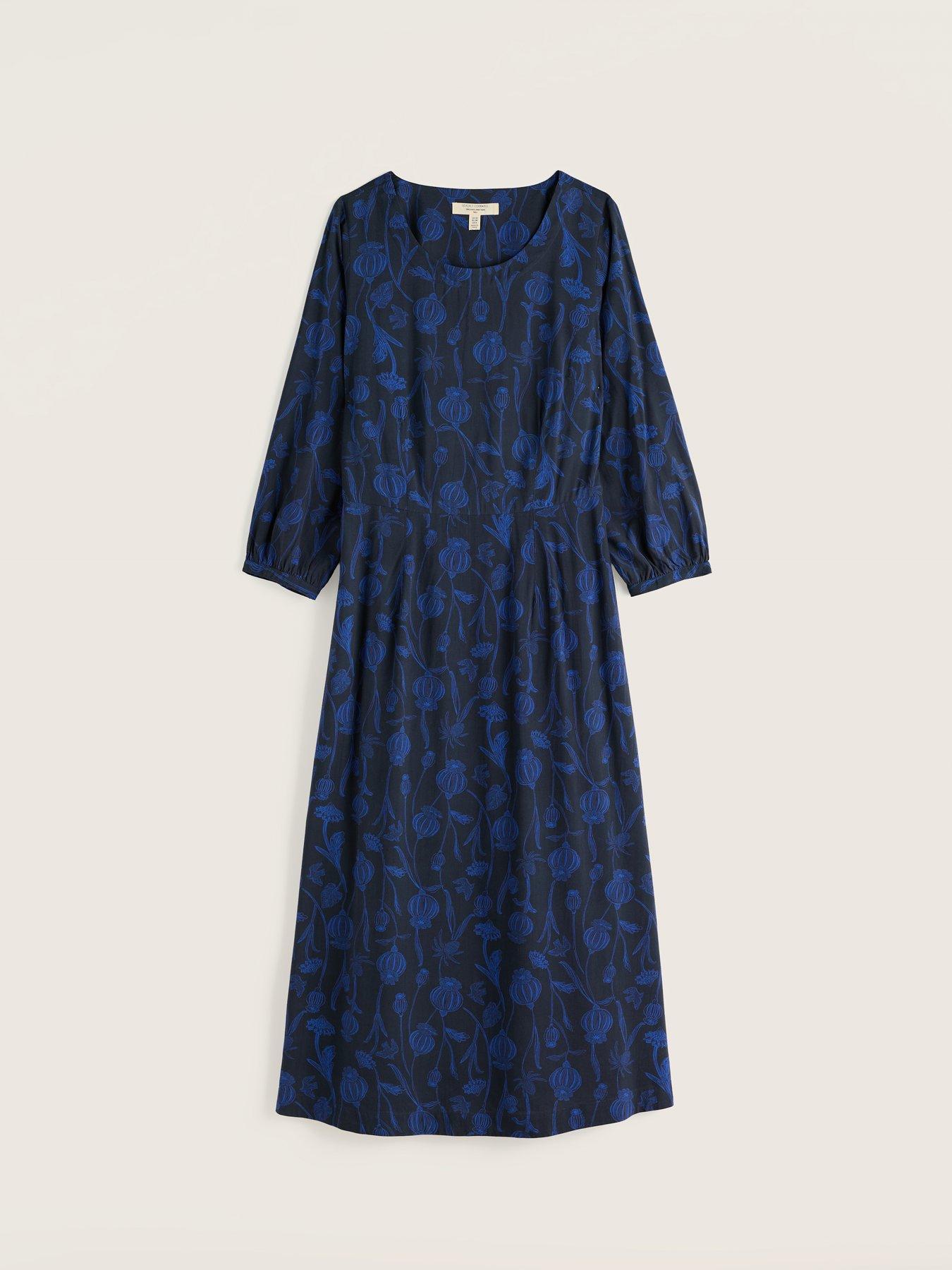 Image 4 of 5 of Seasalt Cornwall Tilly 3/4 Blouson Sleeve Midi Dress - Blue