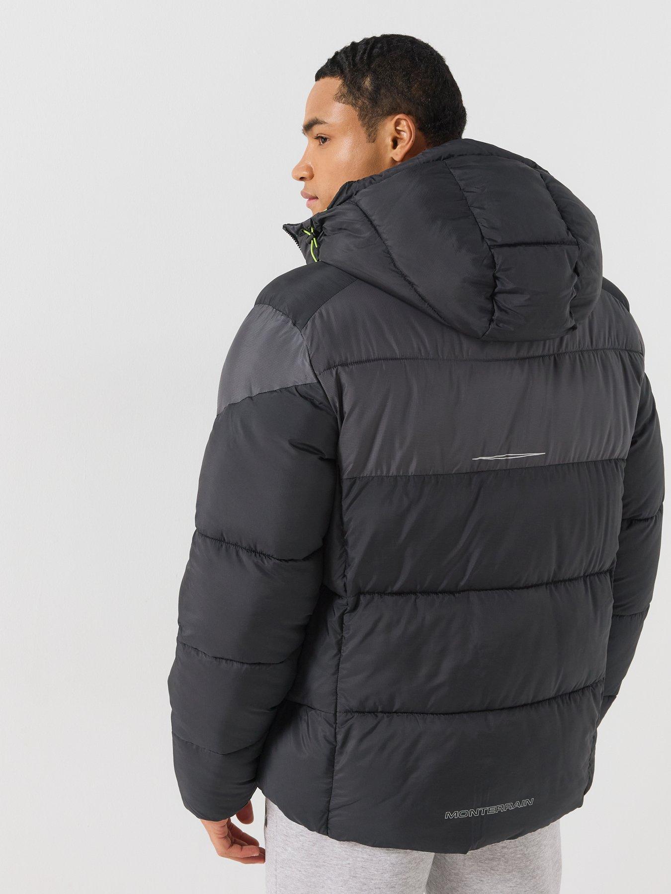 Image 2 of 6 of Monterrain Mens Orbit Hooded Reflective Puffer Jacket - Black