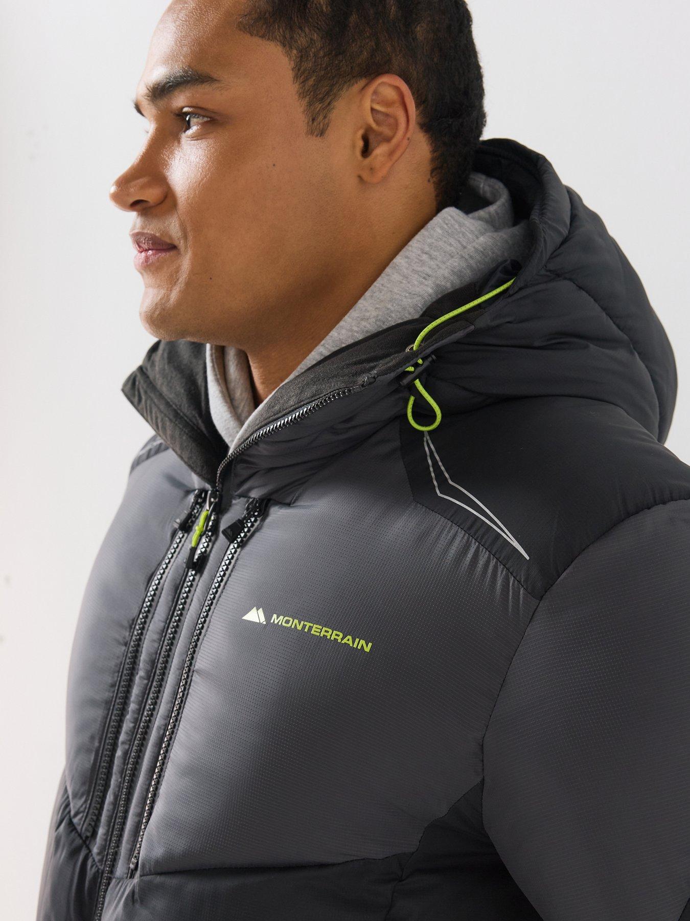 Image 4 of 6 of Monterrain Mens Orbit Hooded Reflective Puffer Jacket - Black