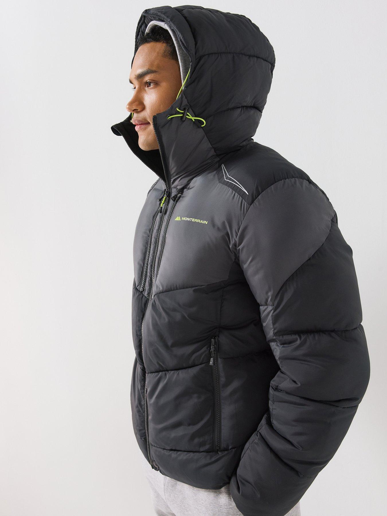 Image 6 of 6 of Monterrain Mens Orbit Hooded Reflective Puffer Jacket - Black
