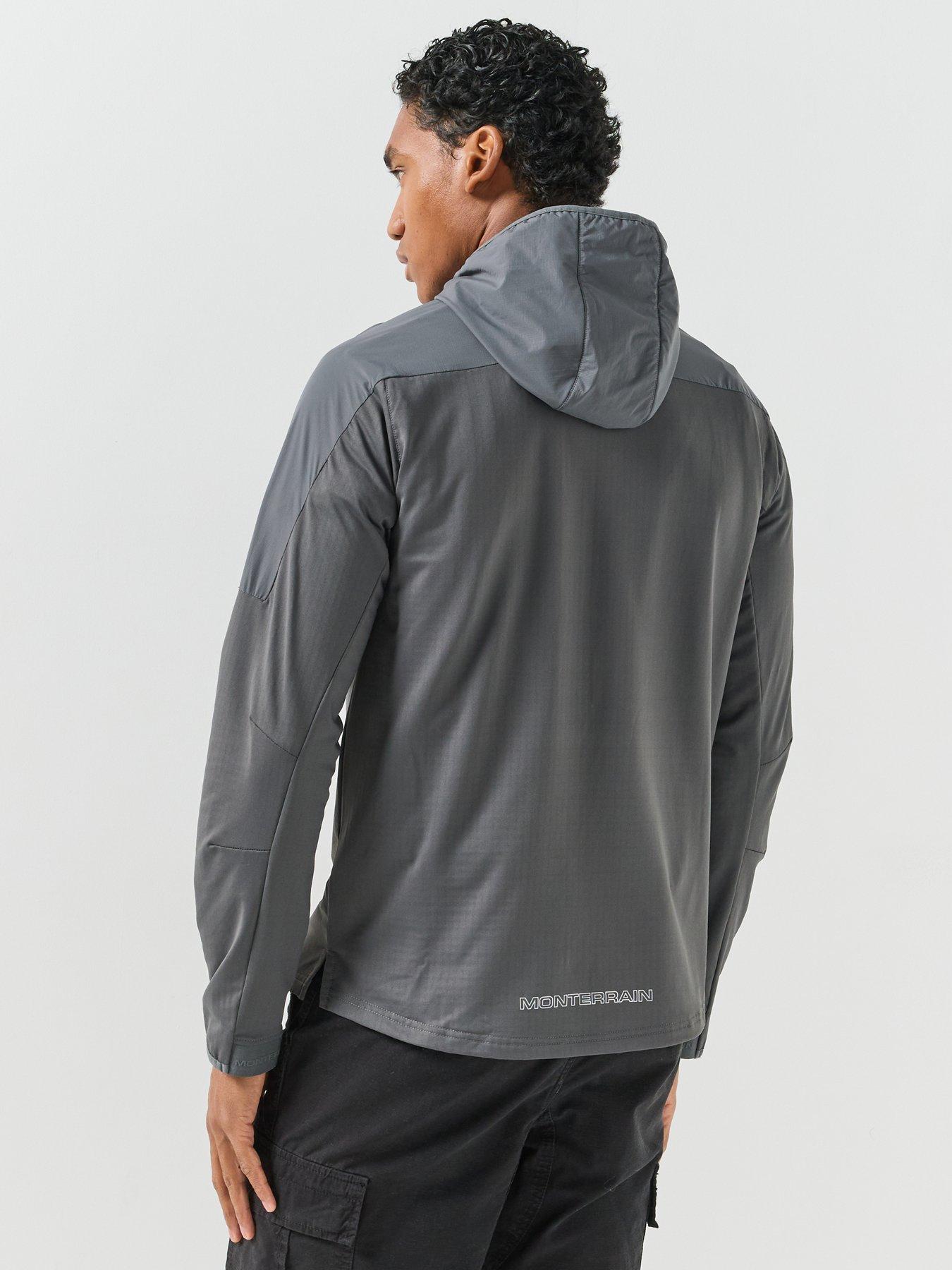 Image 2 of 5 of Monterrain Mens Dinar Gridded 1/4 Zip Hood Stretch Hoodie - Grey