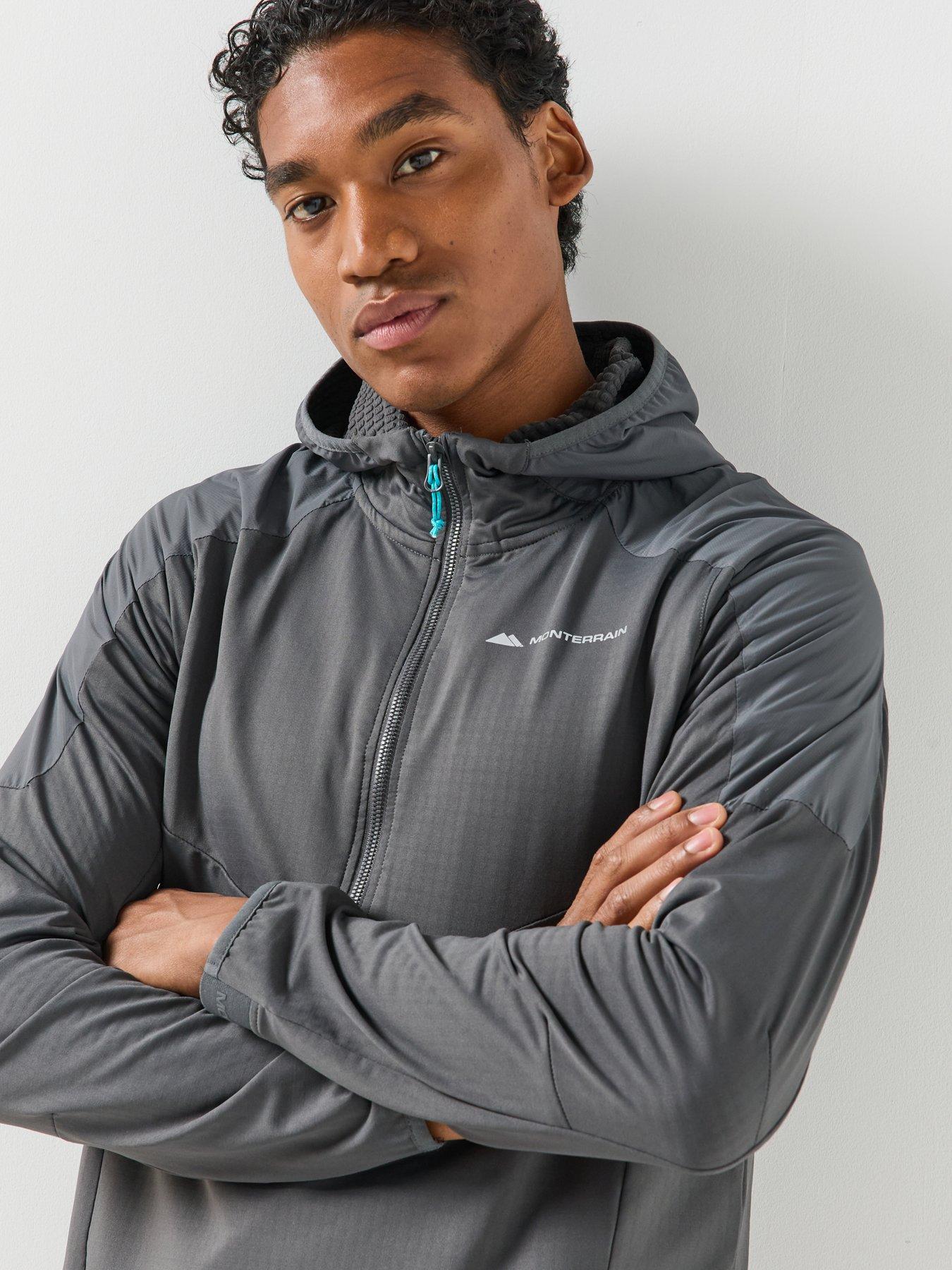 Image 4 of 5 of Monterrain Mens Dinar Gridded 1/4 Zip Hood Stretch Hoodie - Grey