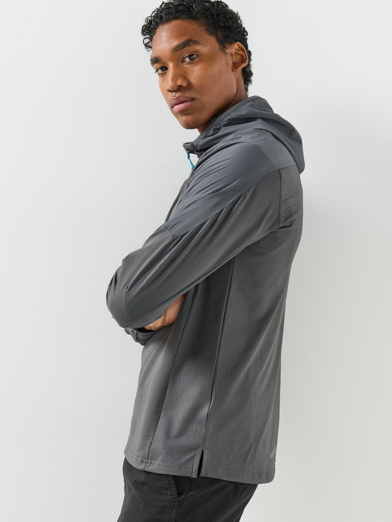 Image 5 of 5 of Monterrain Mens Dinar Gridded 1/4 Zip Hood Stretch Hoodie - Grey