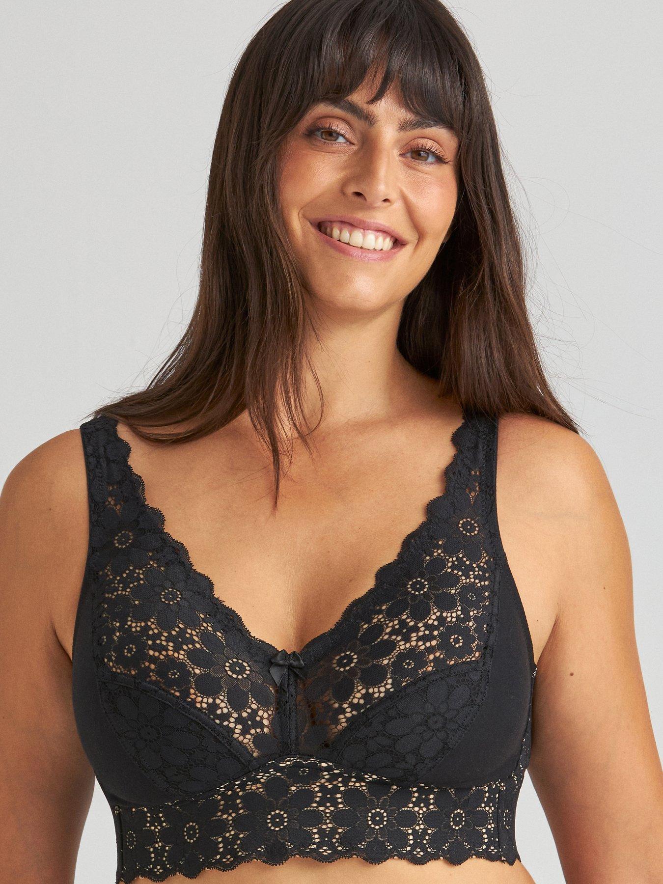 Miss Mary of Sweden Lace Dreams Non-wired Elastic Bra, Black, Size 44Dd, Women