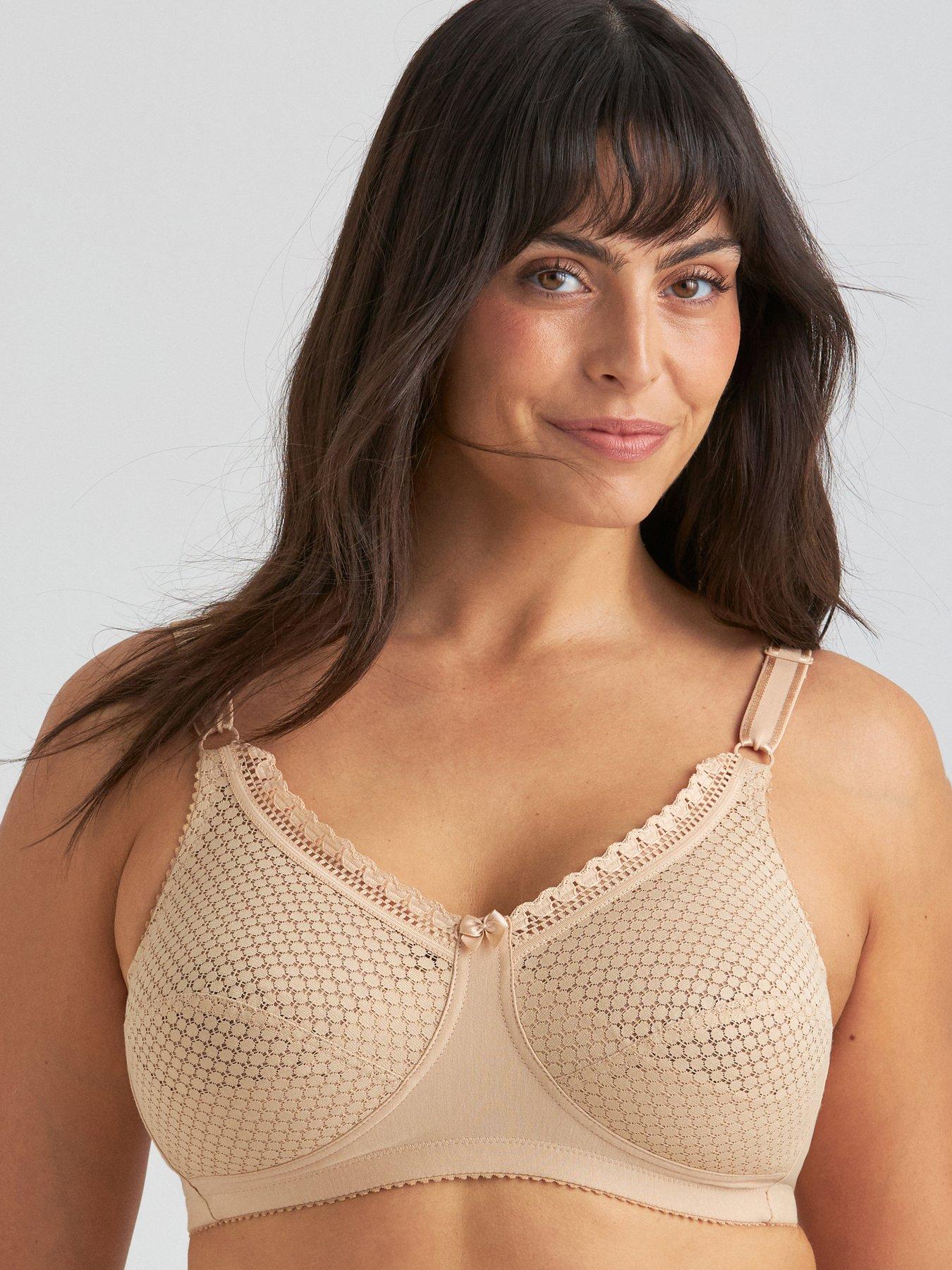 Miss Mary of Sweden Cotton Dots Non-wired Bra, Beige, Size 42E, Women
