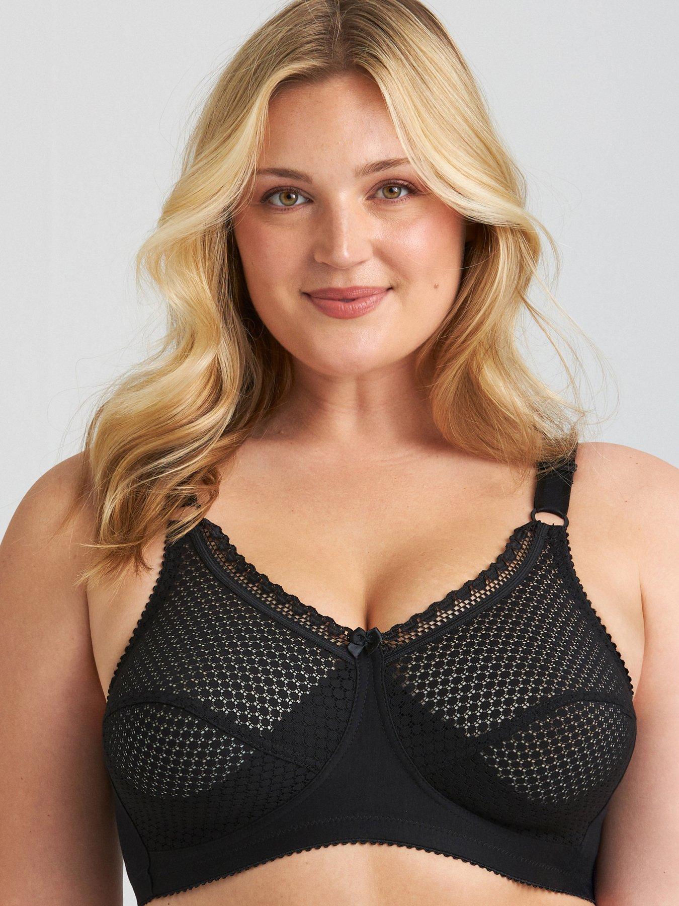 Miss Mary of Sweden Miss Mary Of Sweden Cotton Dots Non-wired Bra, Black, Size 36G, Women
