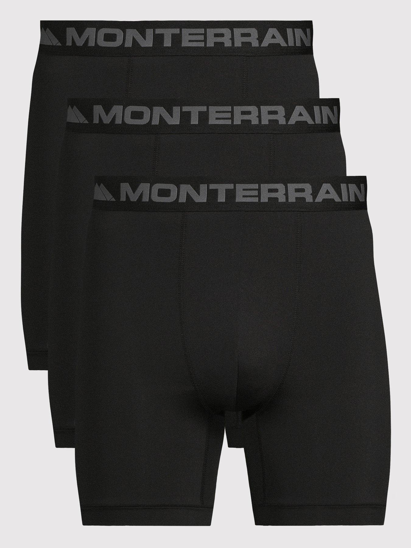 Monterrain Mens 3 Pack Performance Boxer - Grey