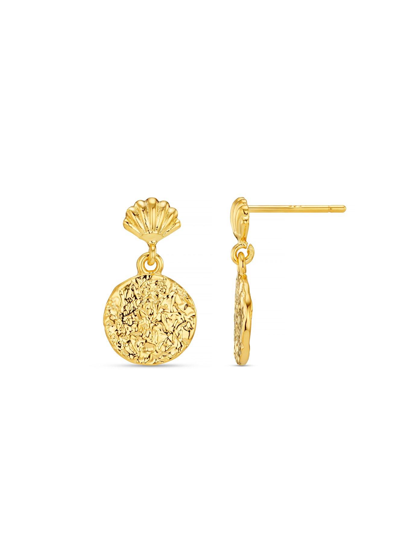 Image 2 of 3 of Orelia Mini Shell & Molten Coin Earrings