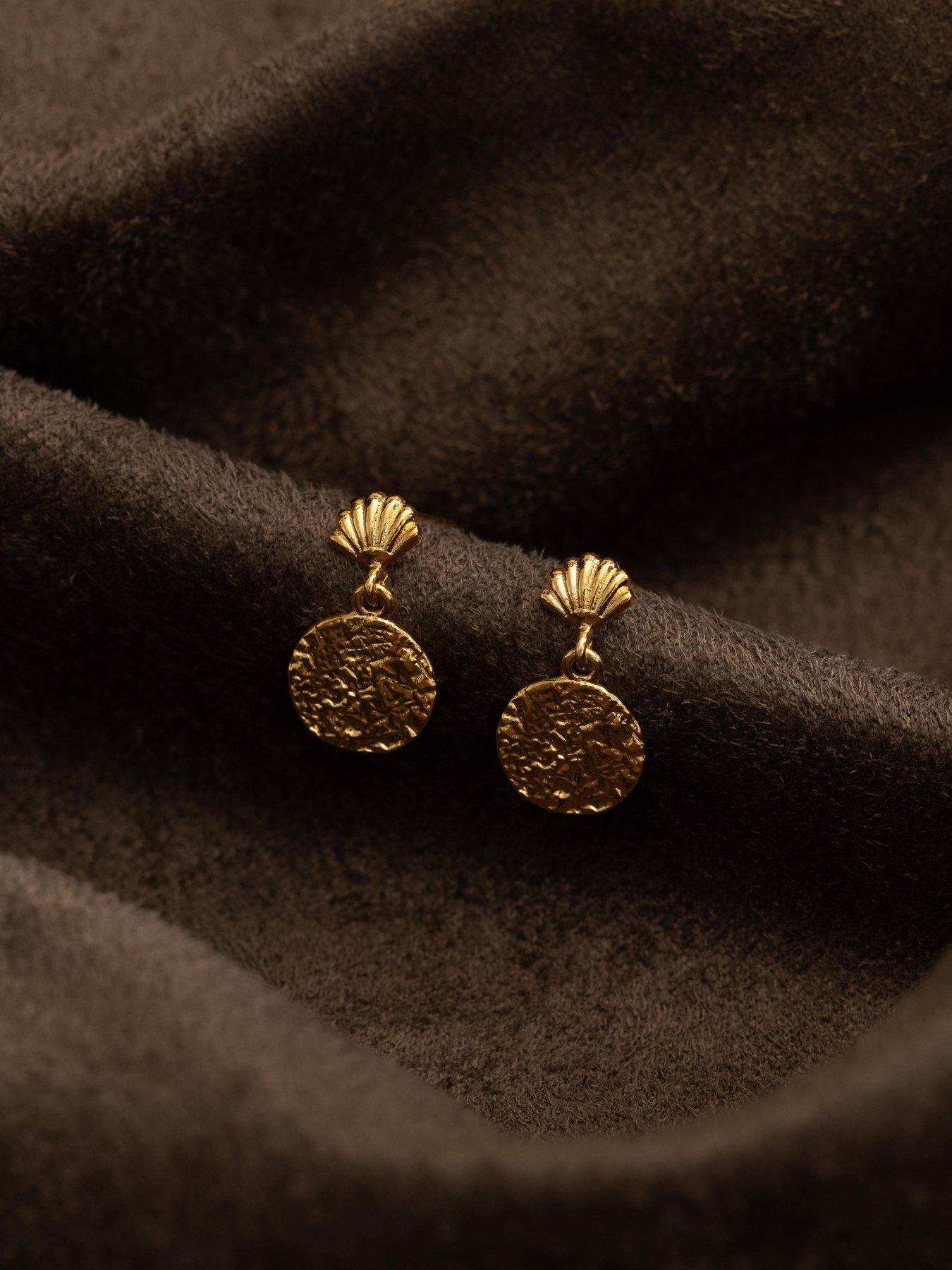Image 3 of 3 of Orelia Mini Shell & Molten Coin Earrings