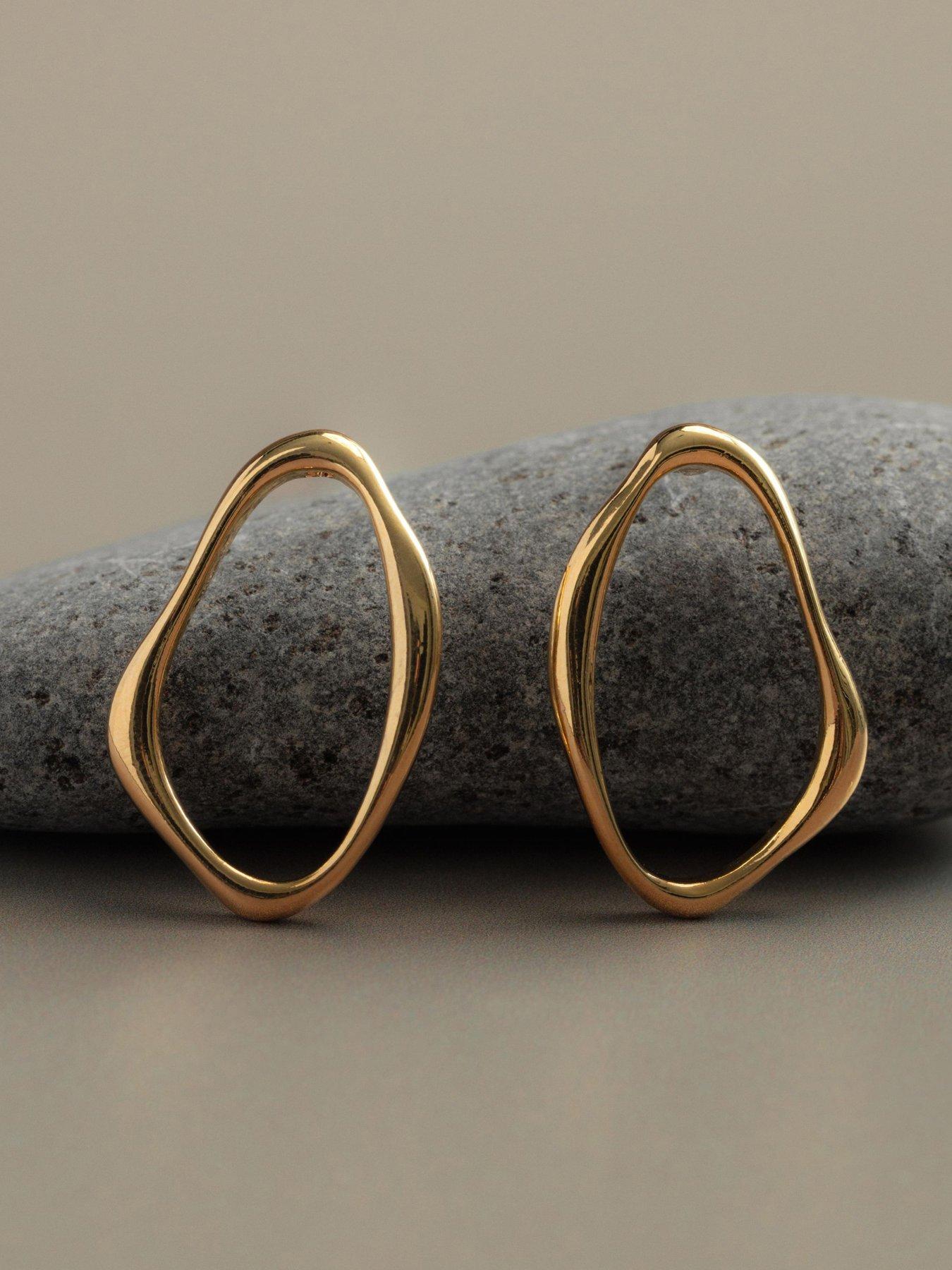 Image 2 of 2 of Orelia Open  Oval Stud Earrings