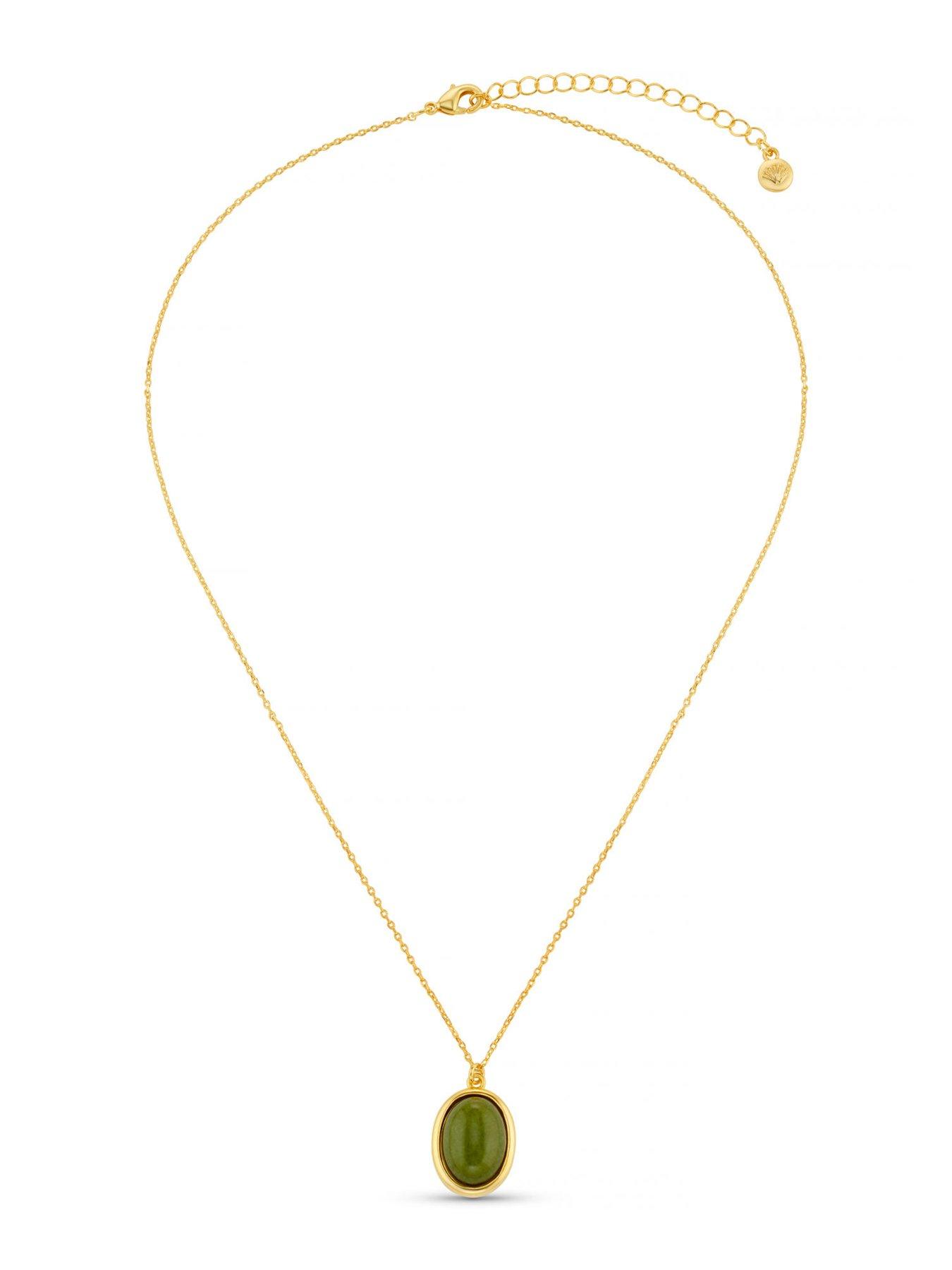 Image 2 of 3 of Orelia SP Green Jade Charm Necklace