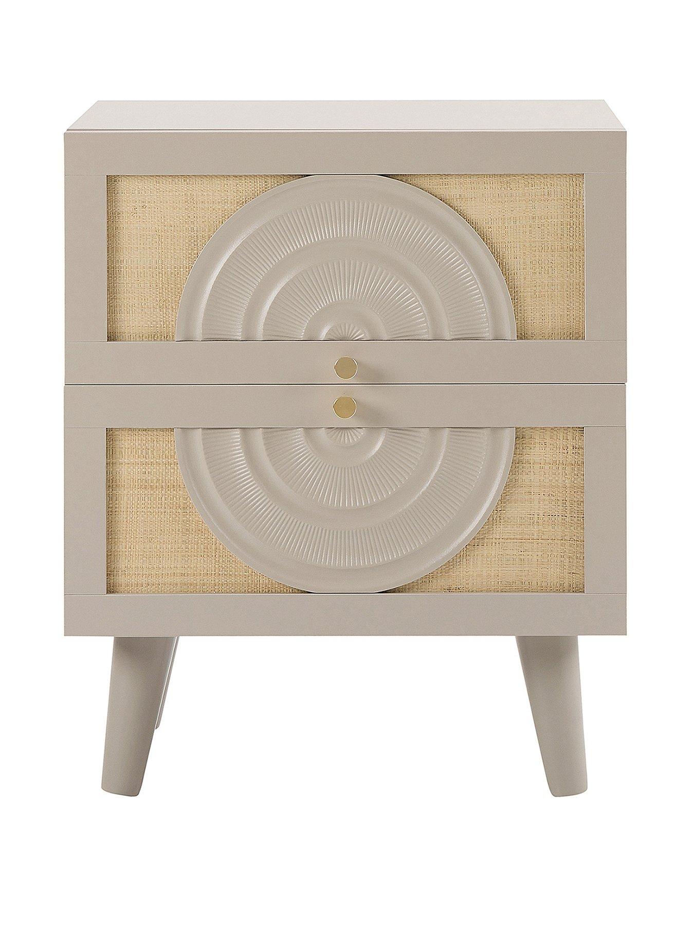 Image 2 of 7 of Dusk Raven Rattan 2 Drawer Bedside Table - Taupe