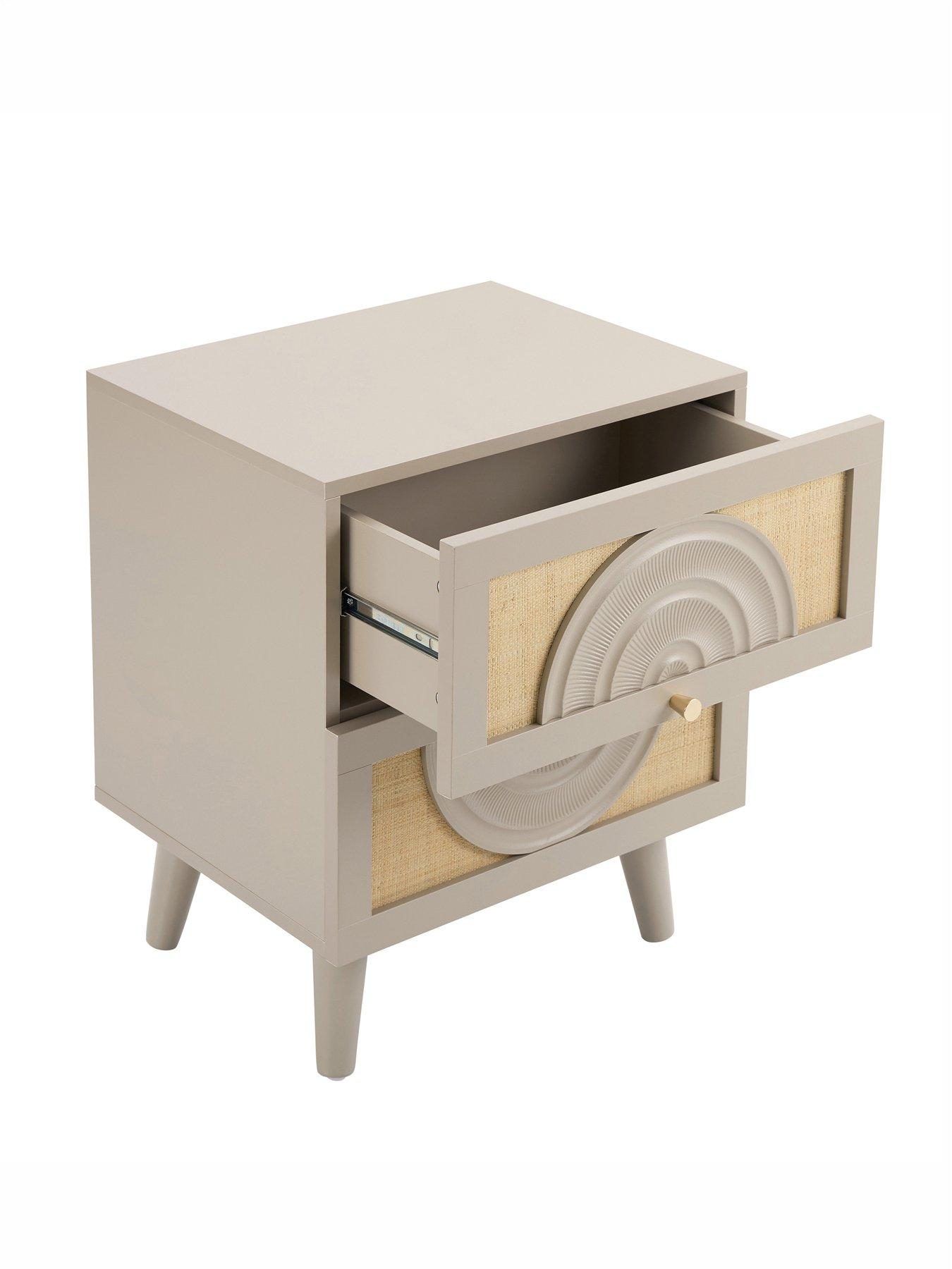 Image 4 of 7 of Dusk Raven Rattan 2 Drawer Bedside Table - Taupe