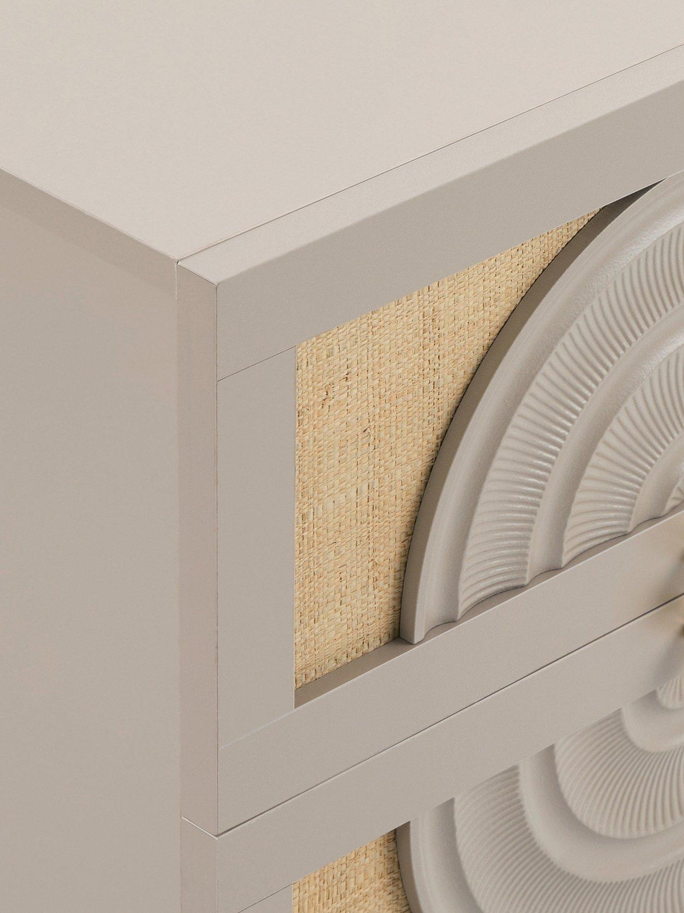 Image 6 of 7 of Dusk Raven Rattan 2 Drawer Bedside Table - Taupe
