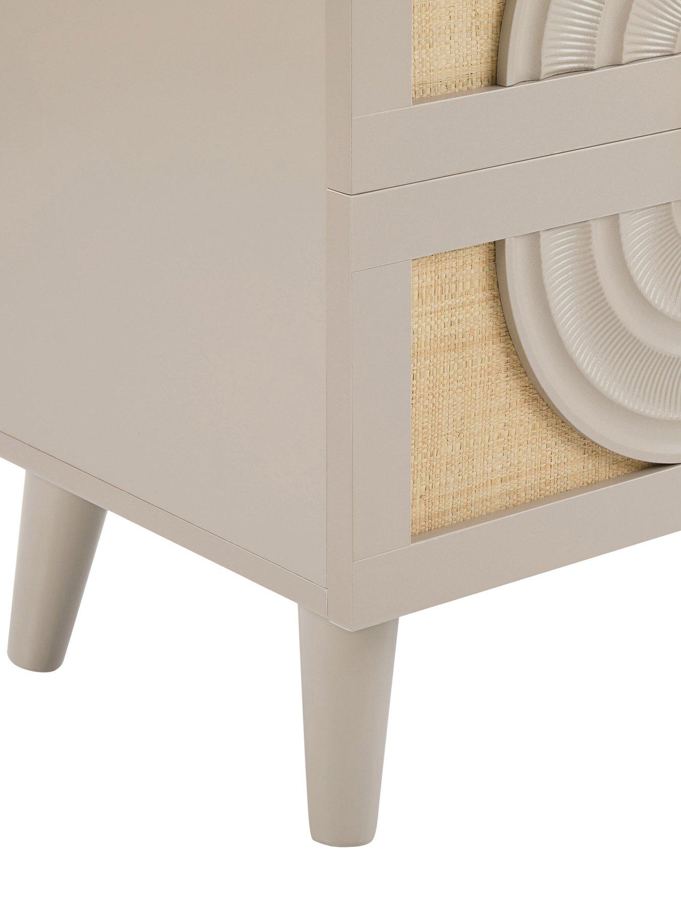 Image 7 of 7 of Dusk Raven Rattan 2 Drawer Bedside Table - Taupe