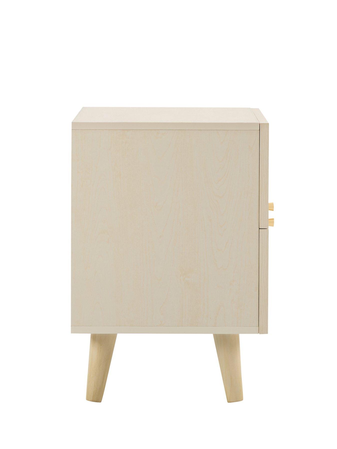 Image 5 of 7 of Dusk Raven Rattan 2 Drawer Bedside Table - Cream Oak Effect
