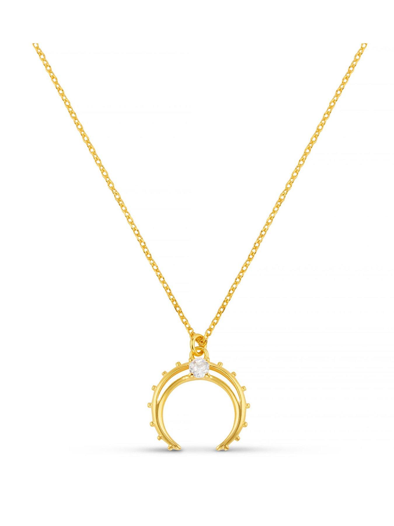 Image 1 of 5 of Orelia Crystal Crescent Charm Necklace