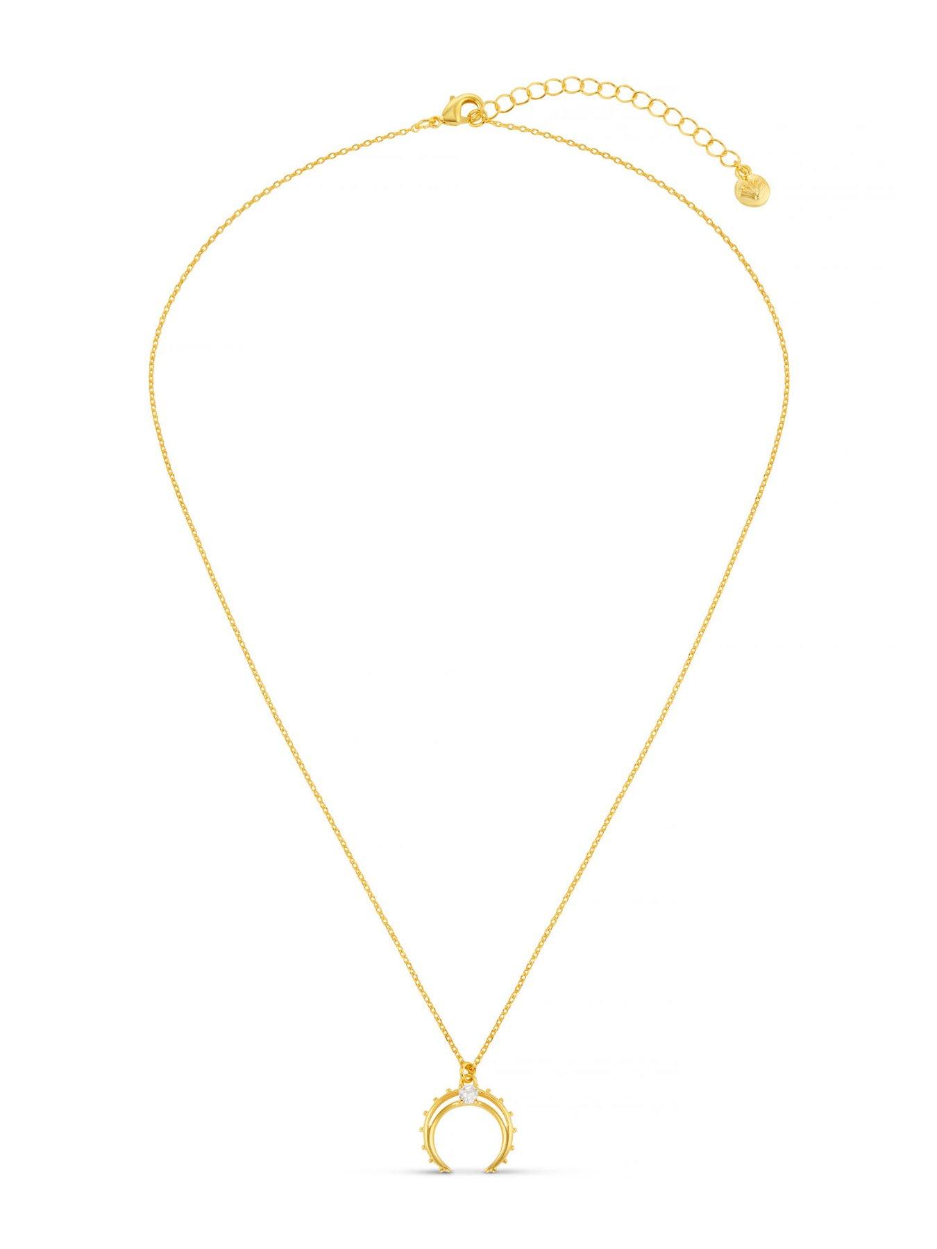 Image 2 of 5 of Orelia Crystal Crescent Charm Necklace