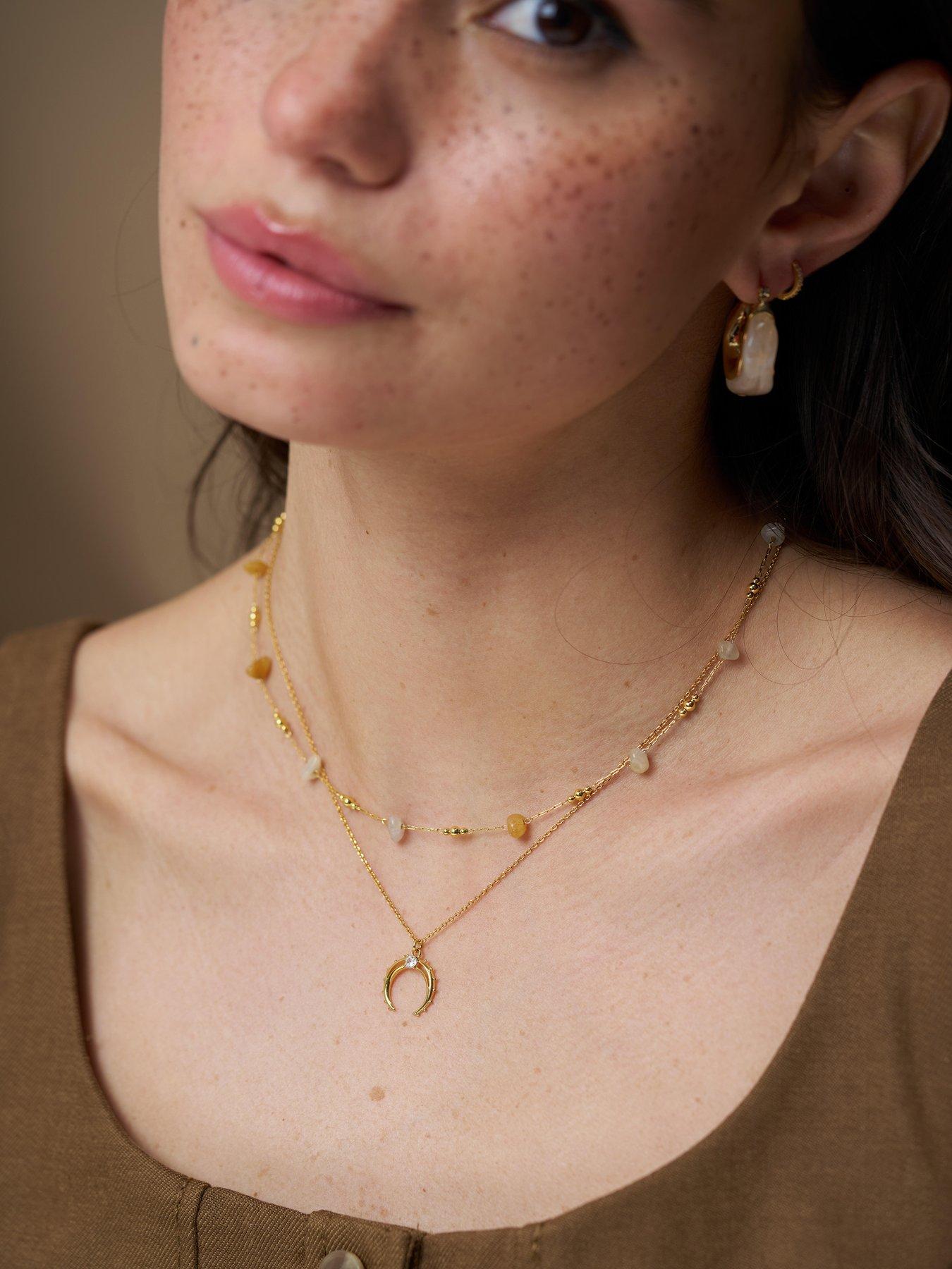 Image 3 of 5 of Orelia Crystal Crescent Charm Necklace