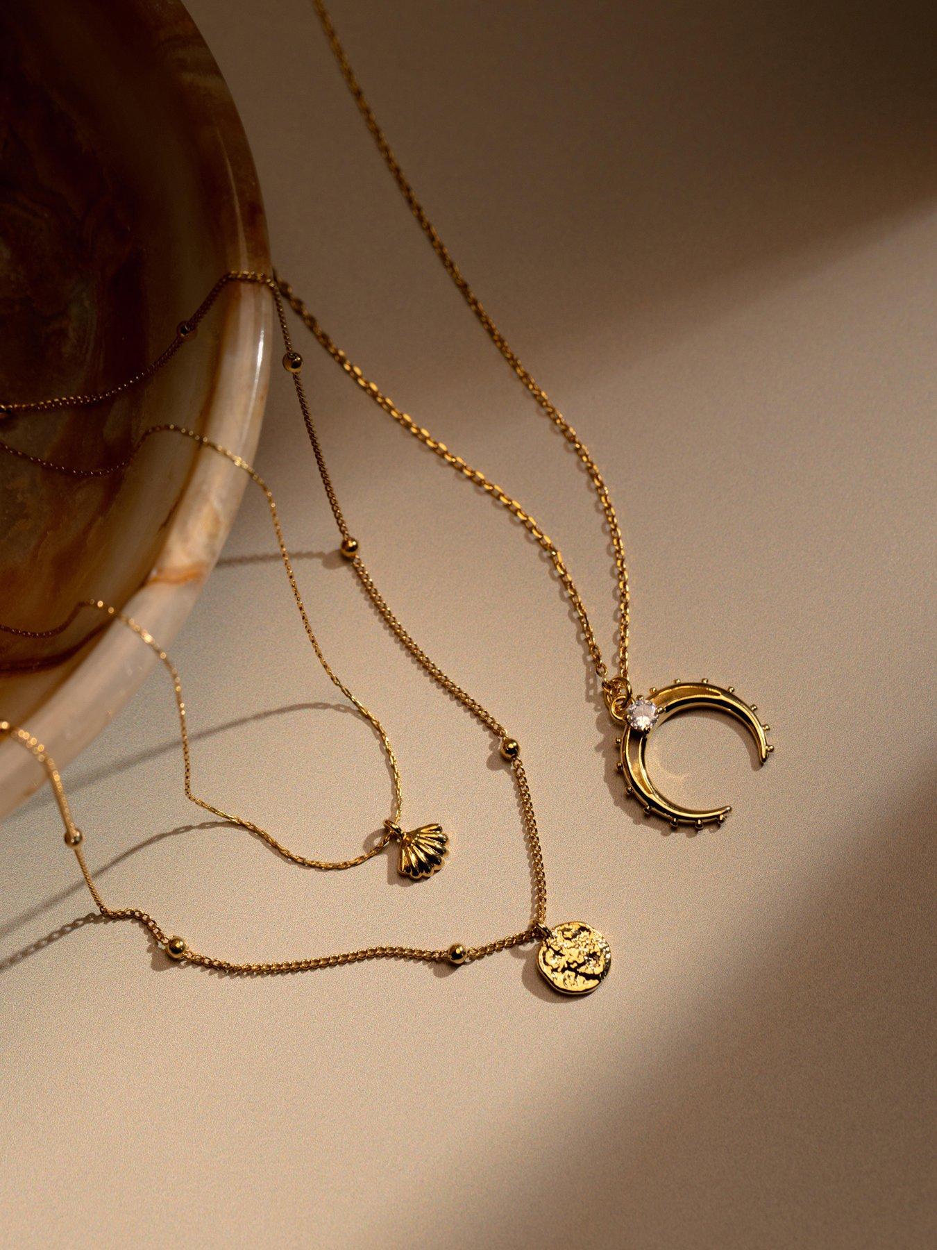 Image 4 of 5 of Orelia Crystal Crescent Charm Necklace