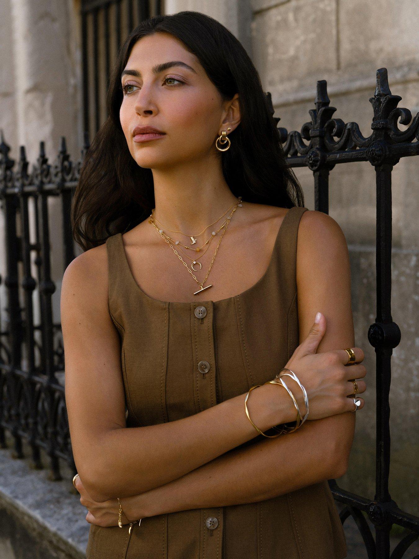 Image 5 of 5 of Orelia Crystal Crescent Charm Necklace