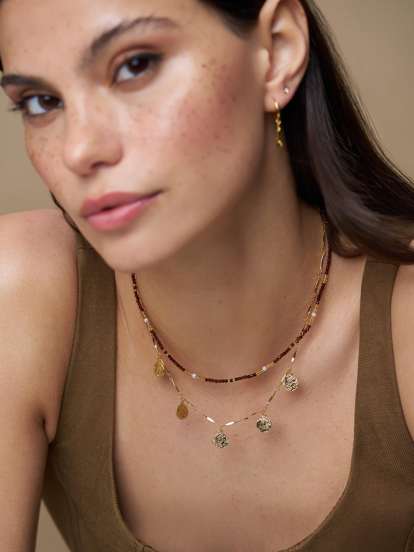 Image 3 of 6 of Orelia Molten Coin Multi Drop Necklace