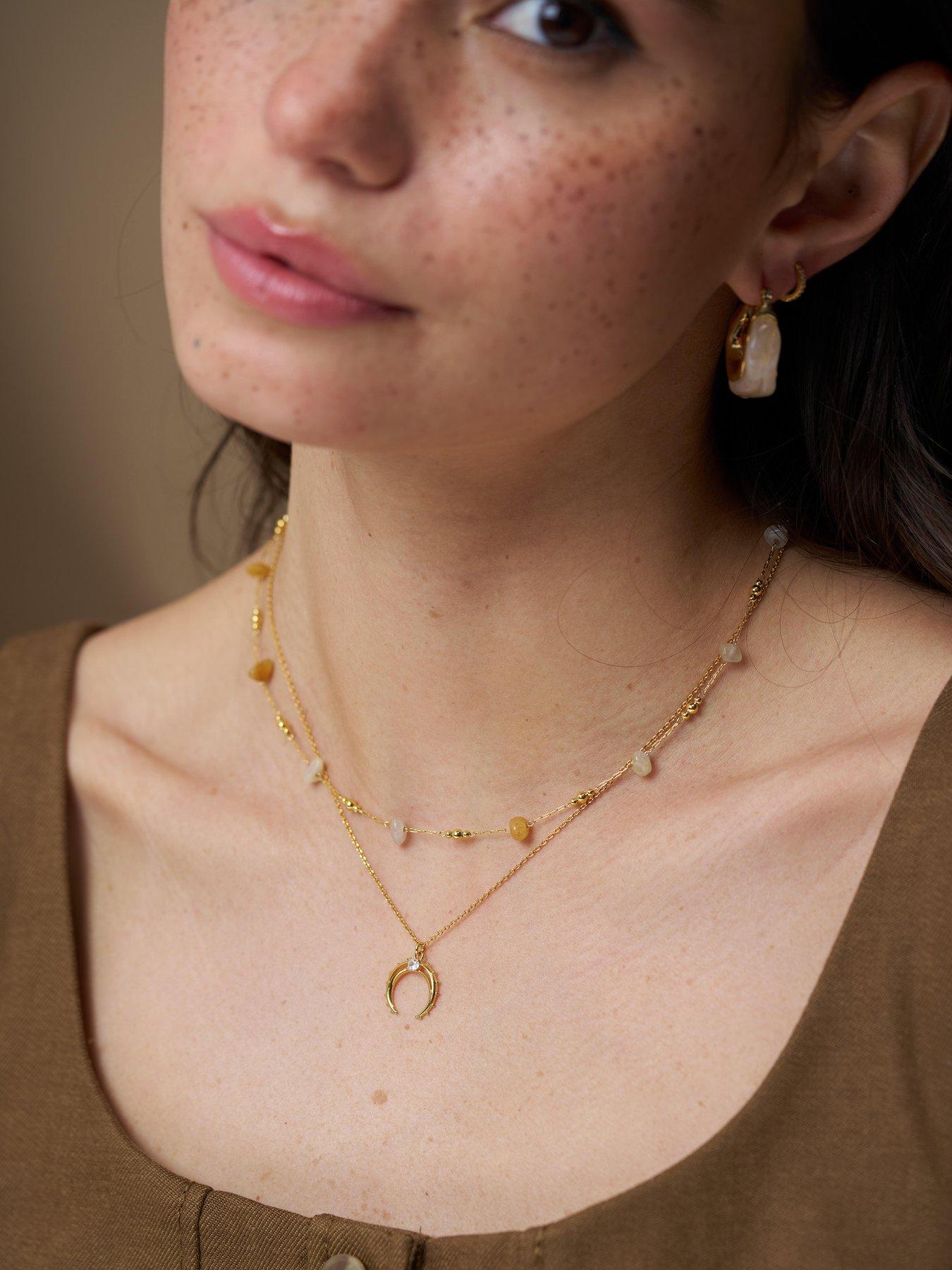 Image 3 of 5 of Orelia Mixed Semi Chip & Bead Necklace