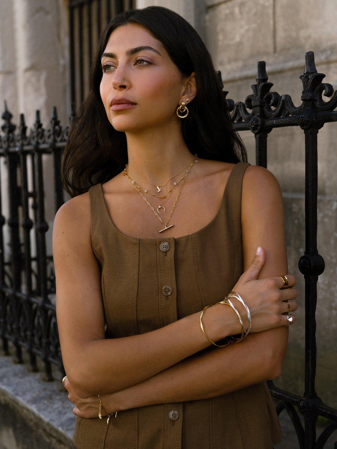 Image 5 of 5 of Orelia Mixed Semi Chip & Bead Necklace