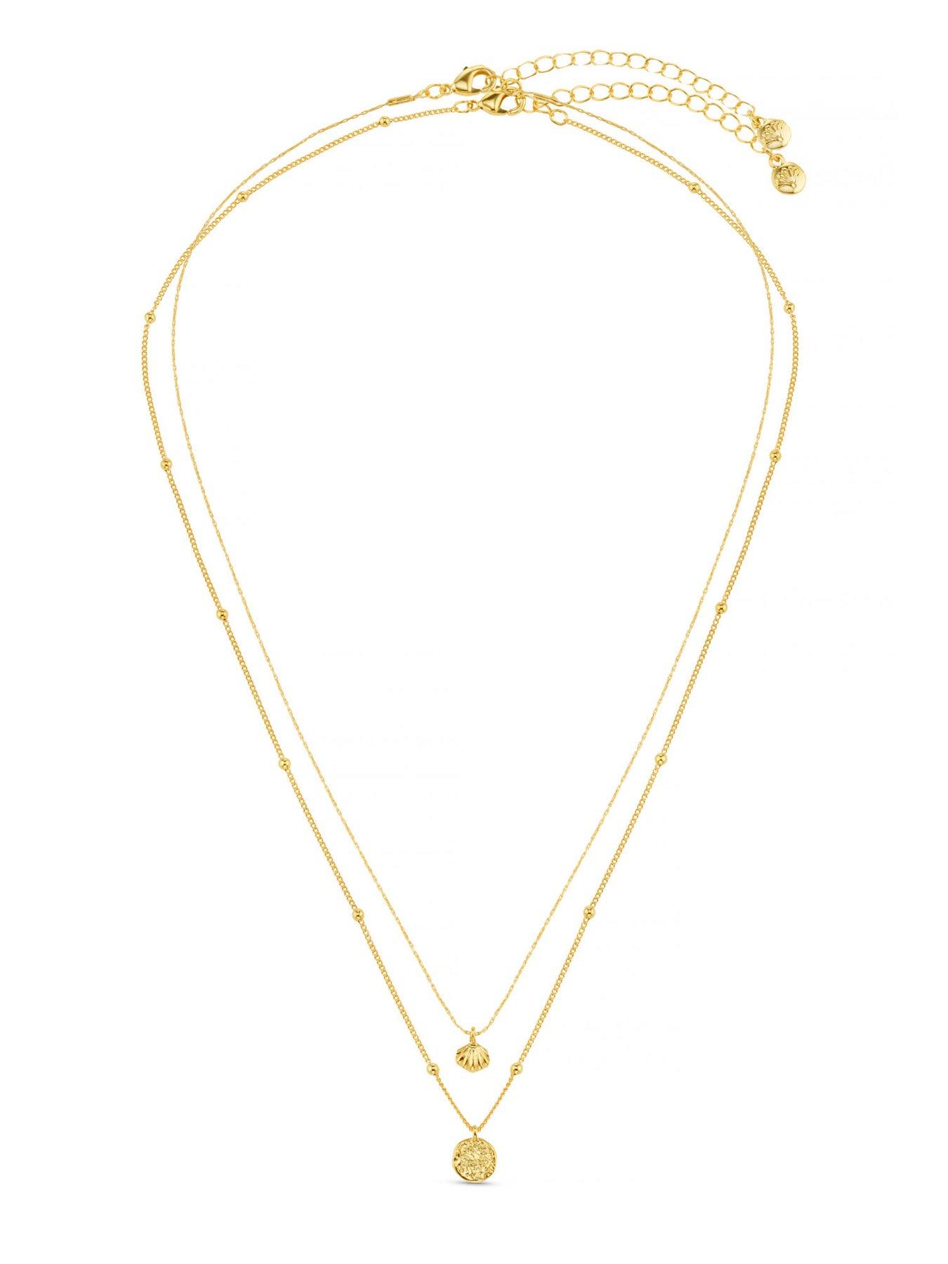 Image 2 of 4 of Orelia Mini Shell & Molten Coin 2-Row Necklace