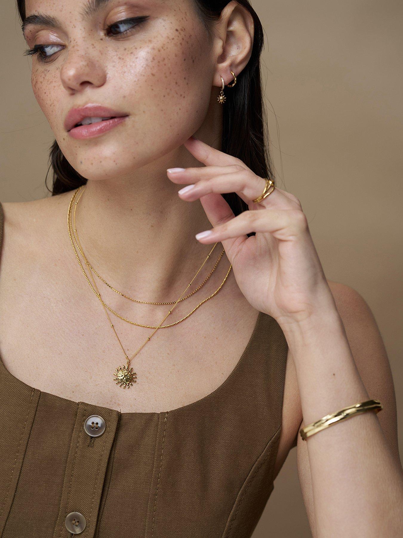Orelia Molten Sun 3-Row Necklace